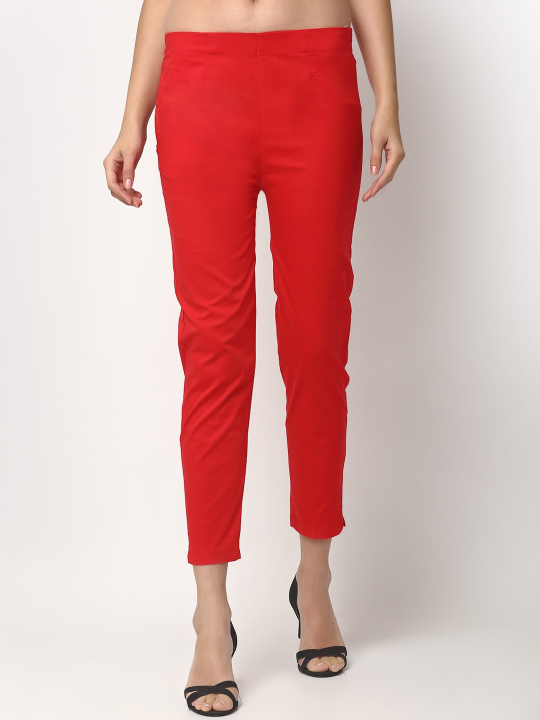 

Trend Level Women Regular Fit Easy Wash Trousers, Red