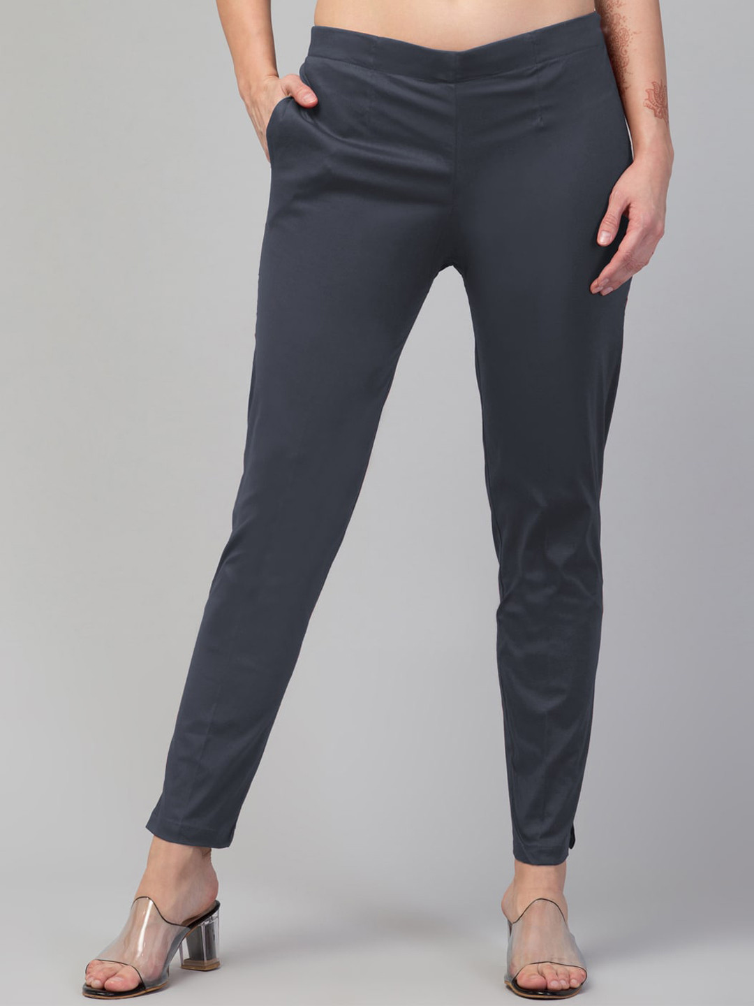 

Trend Level Women Easy Wash Original Regular Fit Trousers, Grey