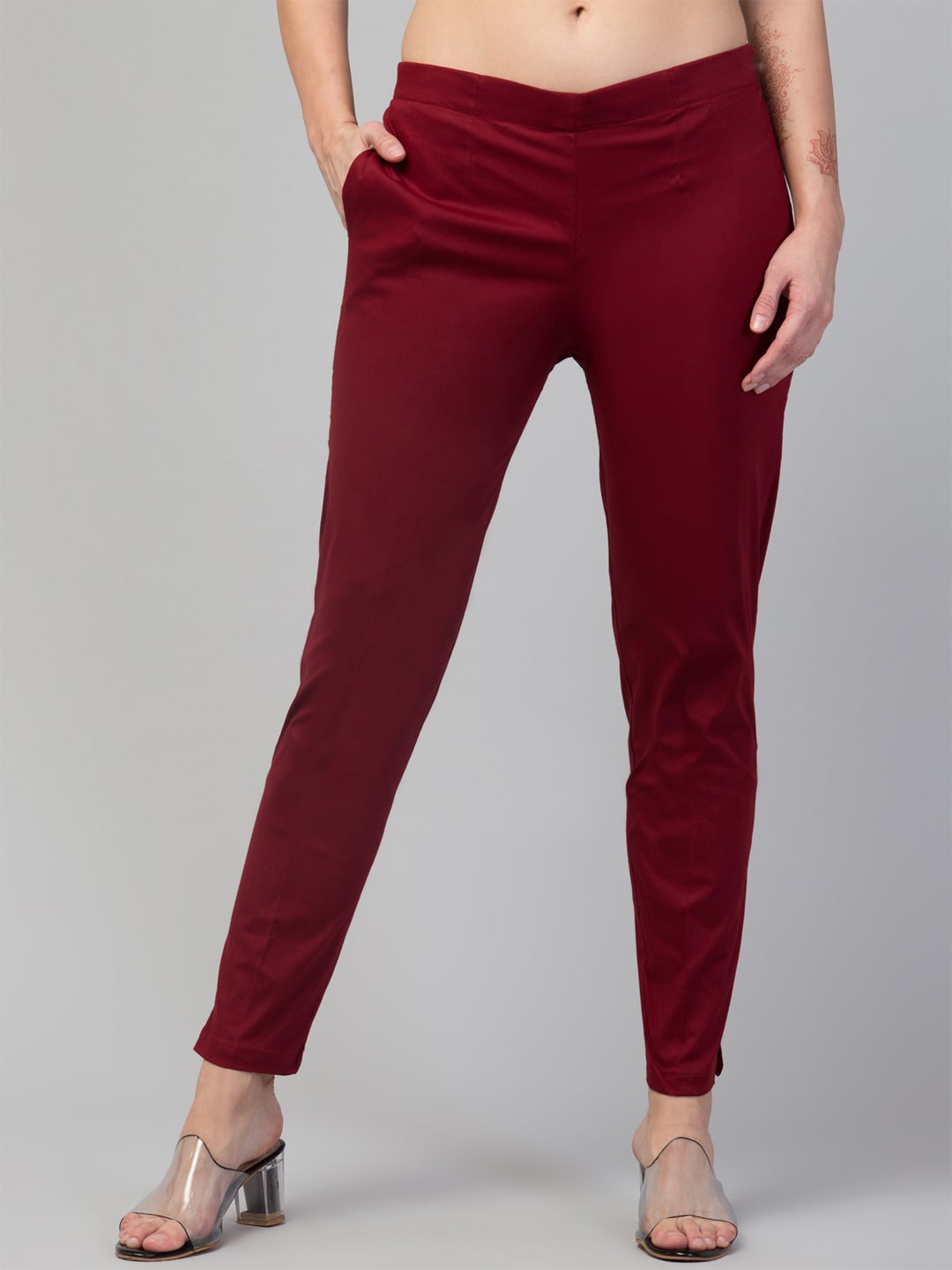 

Trend Level Women Easy Wash Original Regular Fit Trousers, Maroon