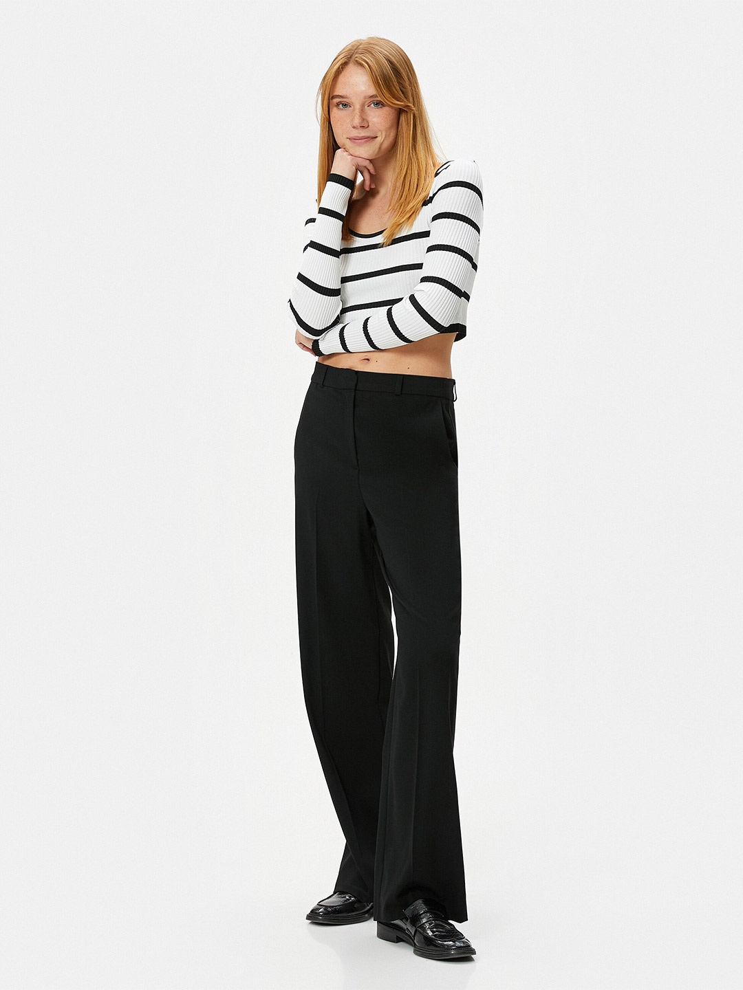 

Koton Striped Crop Pullover, White