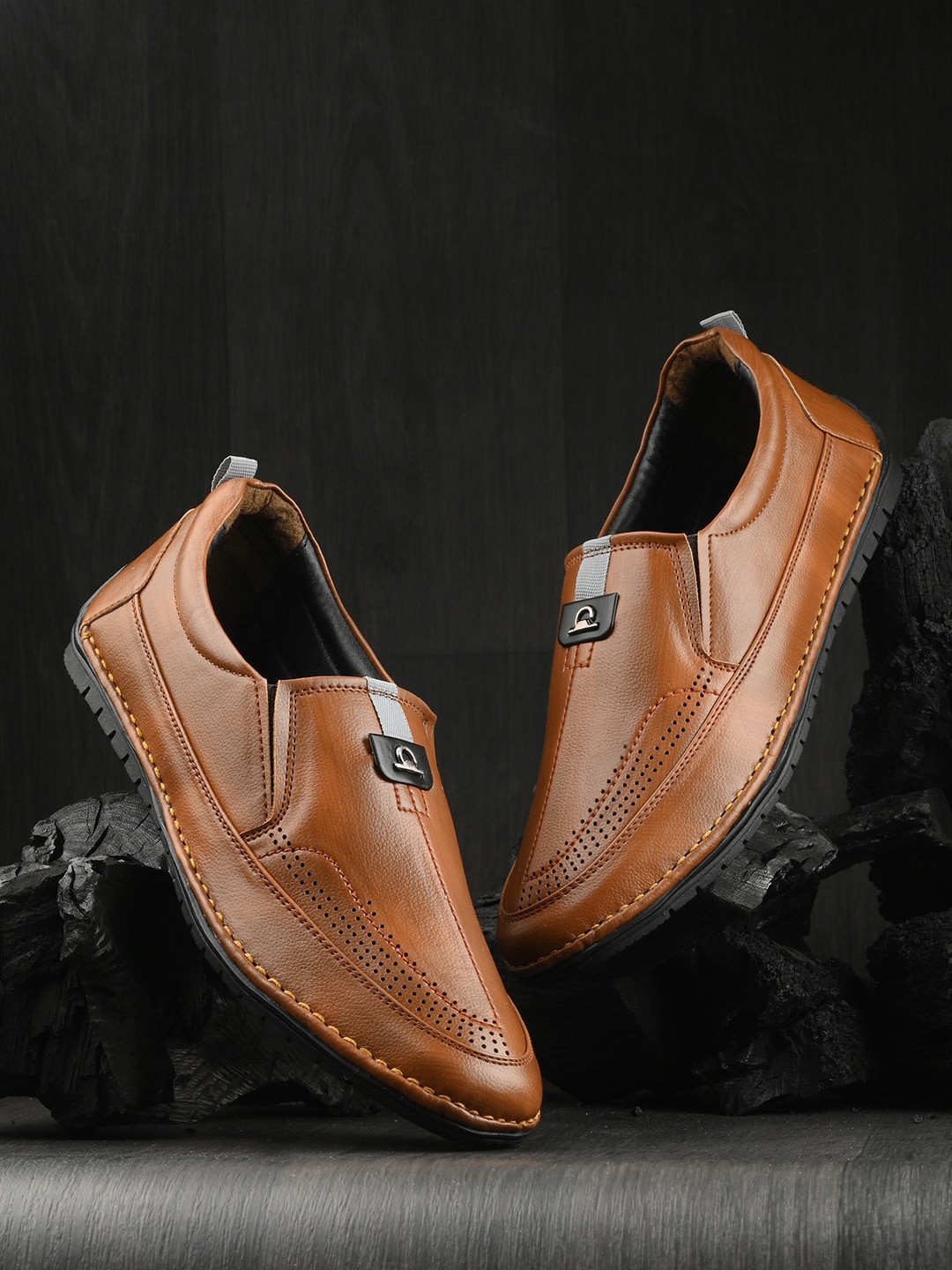 

HERE&NOW Men Formal Slip-on Shoes, Tan