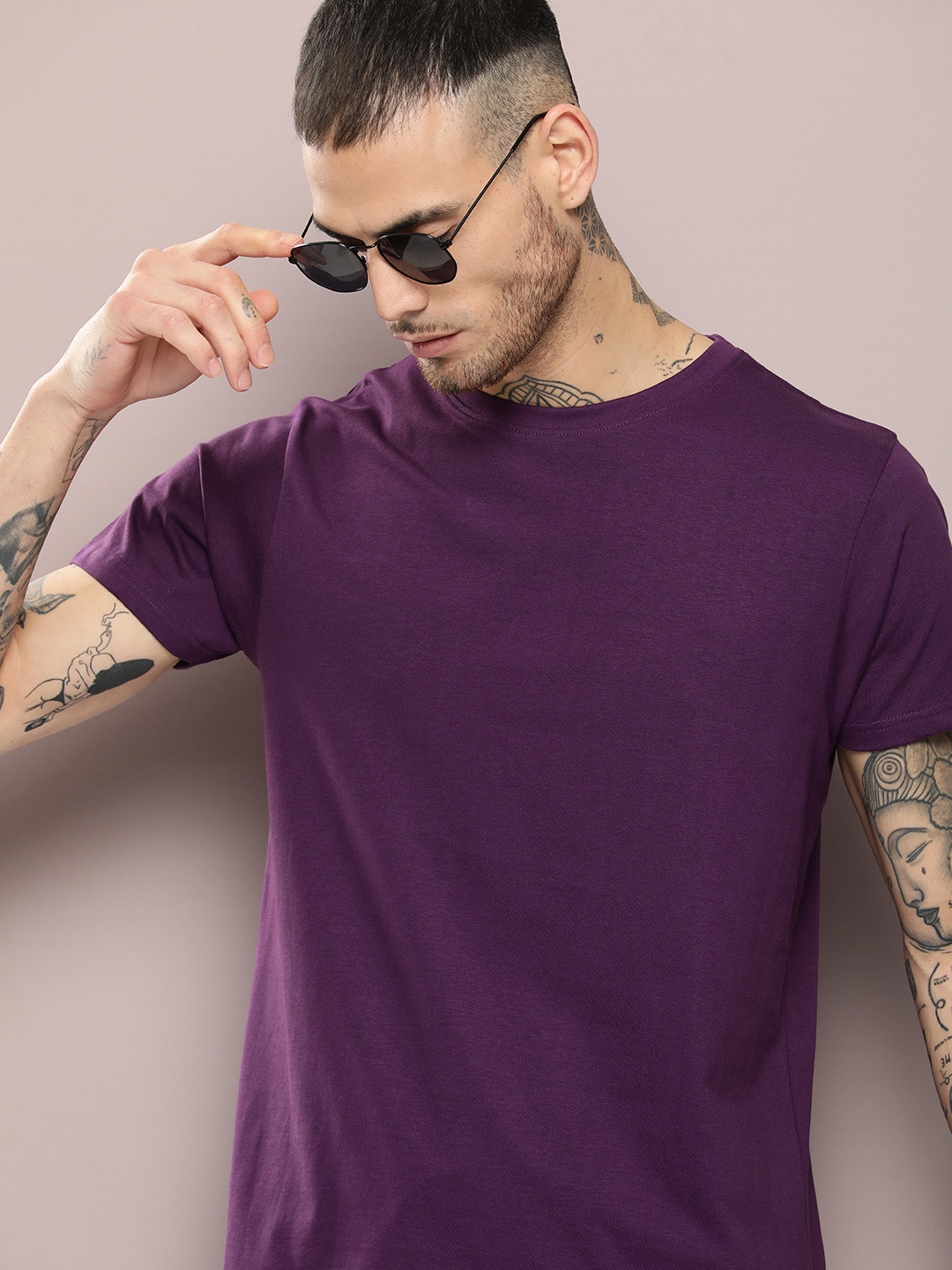 

DILLINGER Men Solid Regular Fit T-shirt, Purple