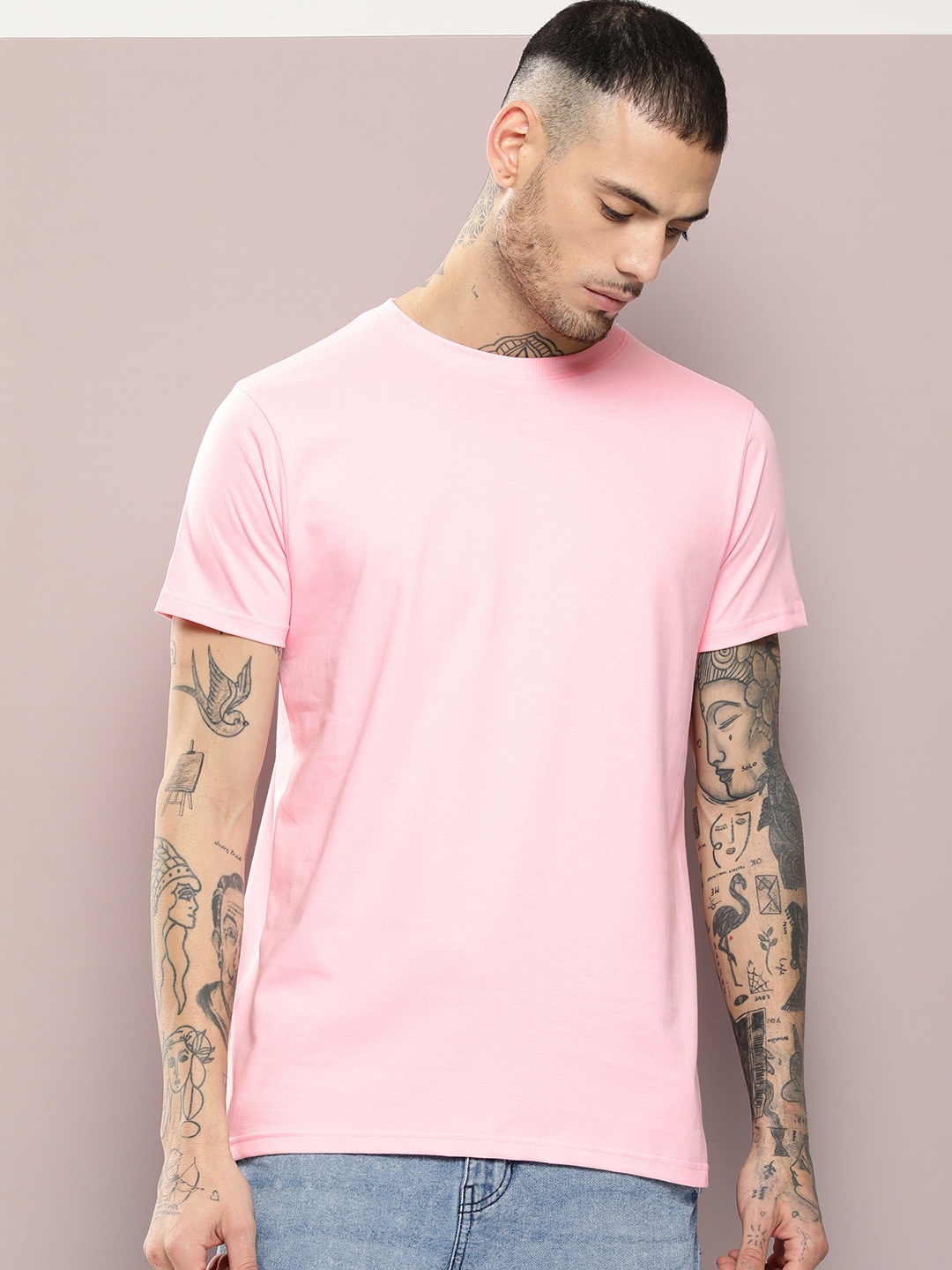 

DILLINGER Men Solid Regular Fit T-shirt, Pink