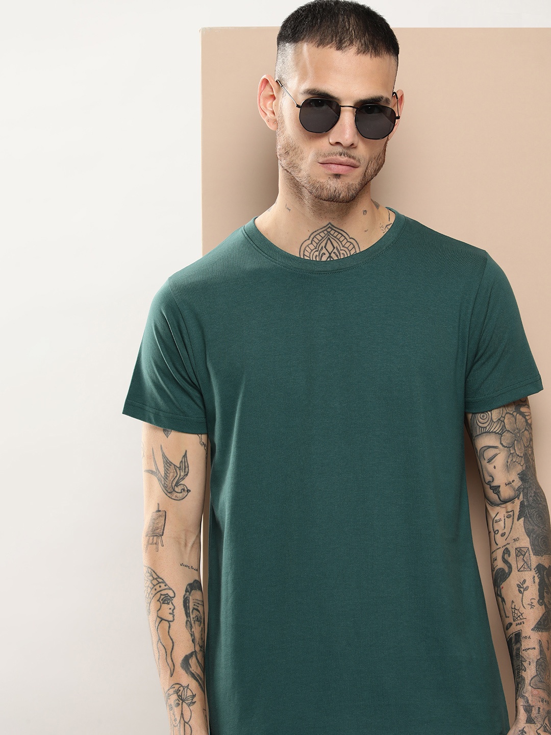 

Difference of Opinion Men Pure Cotton T-shirt, Teal