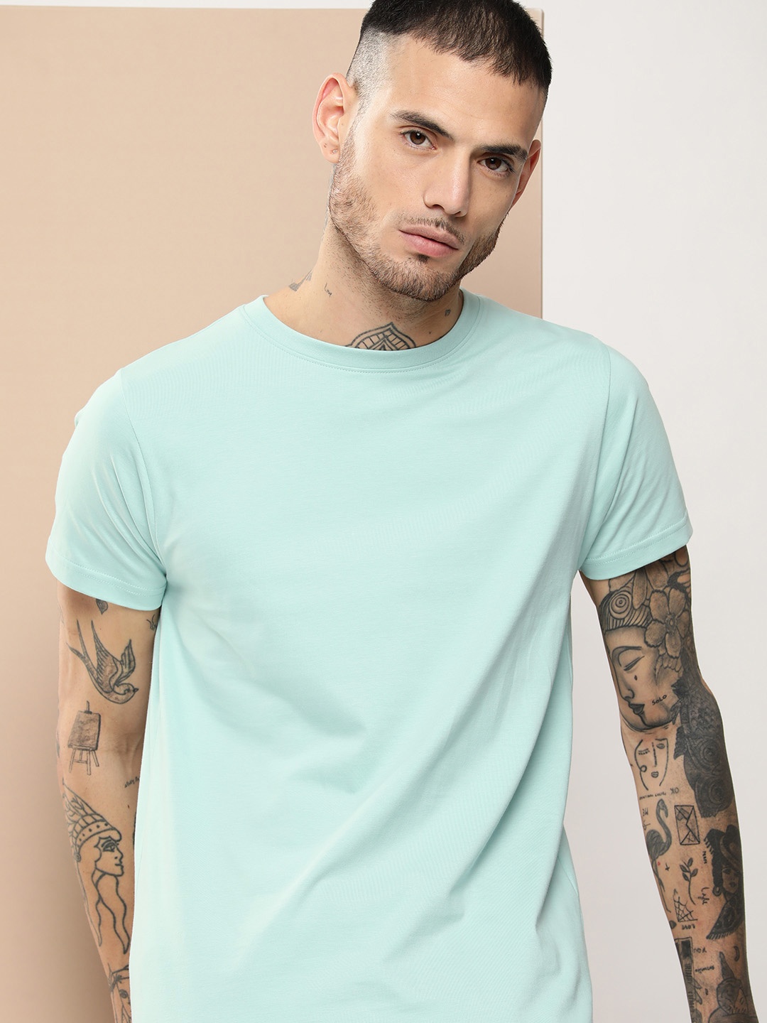 

Difference of Opinion Men Pure Cotton T-shirt, Turquoise blue