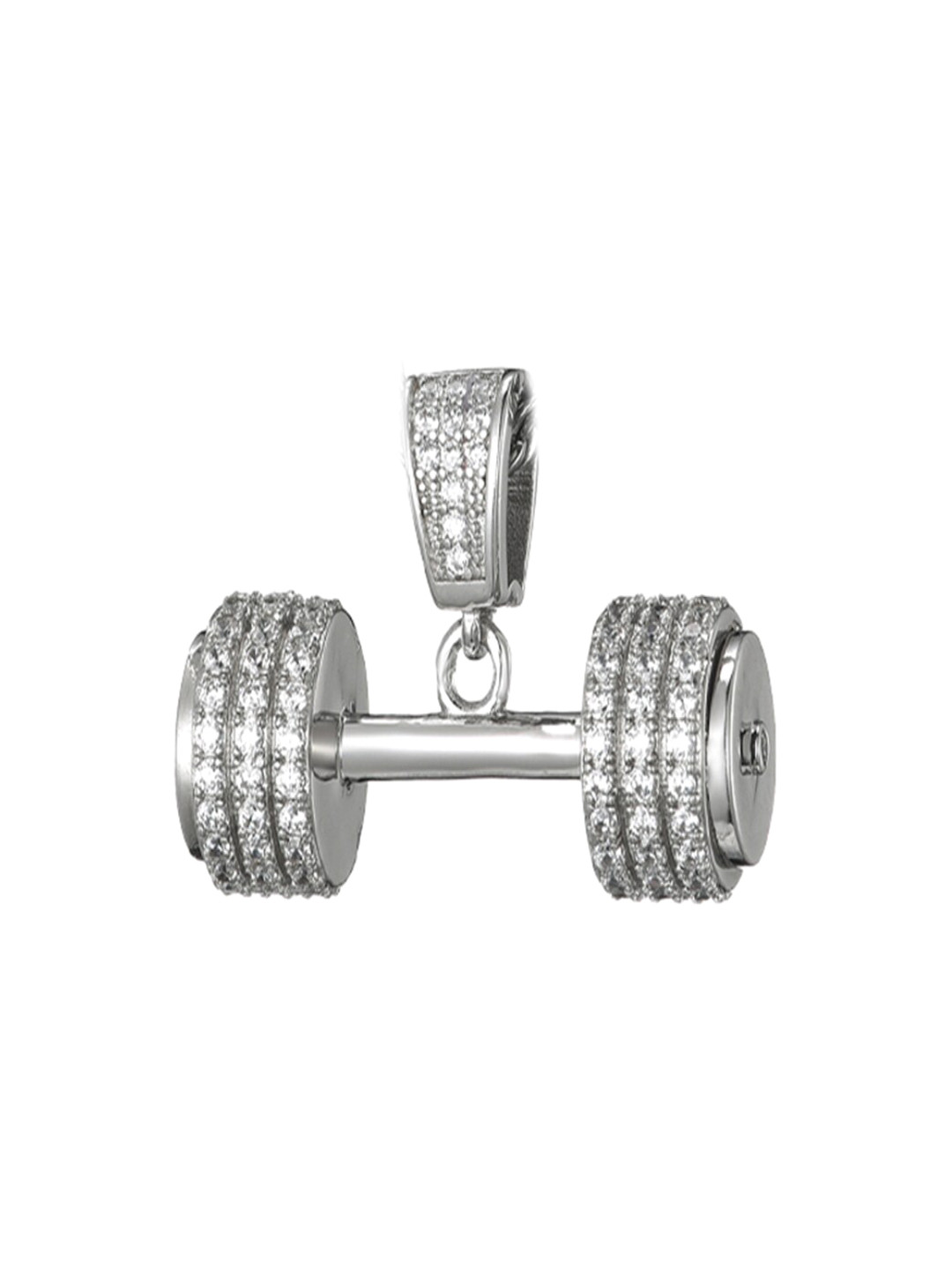 

Drip Project Men Rhodium-Plated CZ-Studded Pendant, Silver