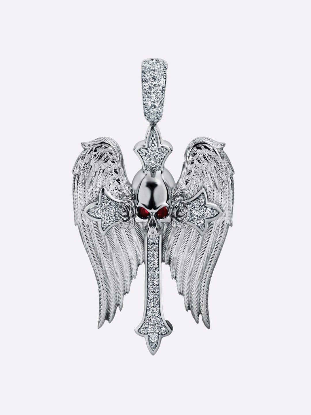 

Drip Project Men Rhodium-Plated CZ-Studded Pendant, Silver