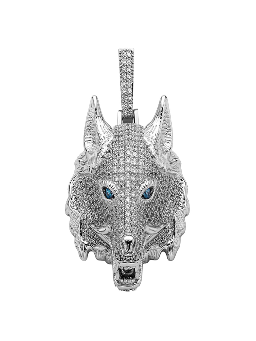 

Drip Project Men Rhodium-Plated CZ-Studded Pendant, Silver