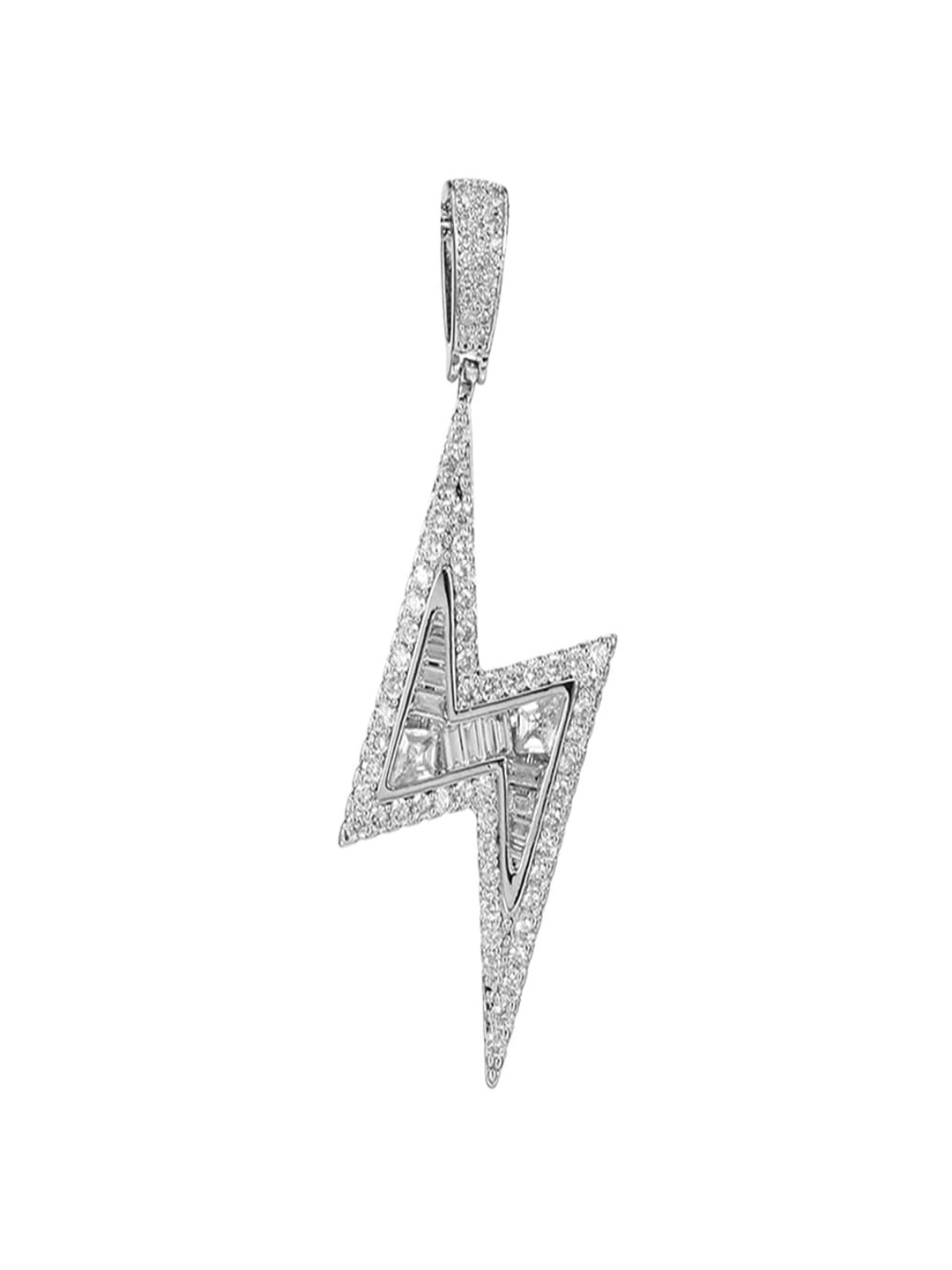 

Drip Project Rhodium-Plated Cubic Zirconia Studded Contemporary Pendant, Silver
