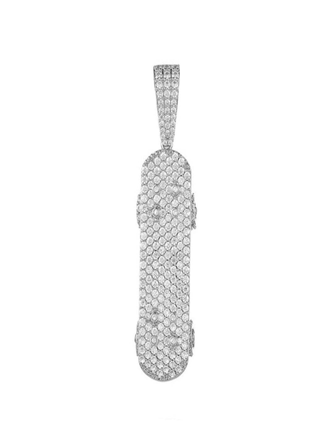 

Drip Project Rhodium-Plated Cubic Zirconia Studded Contemporary Pendant, Silver
