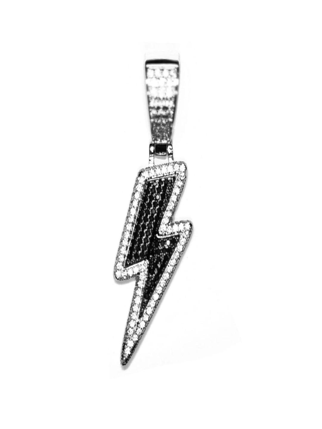 

Drip Project Men Rhodium-Plated CZ-Studded Pendant, Silver