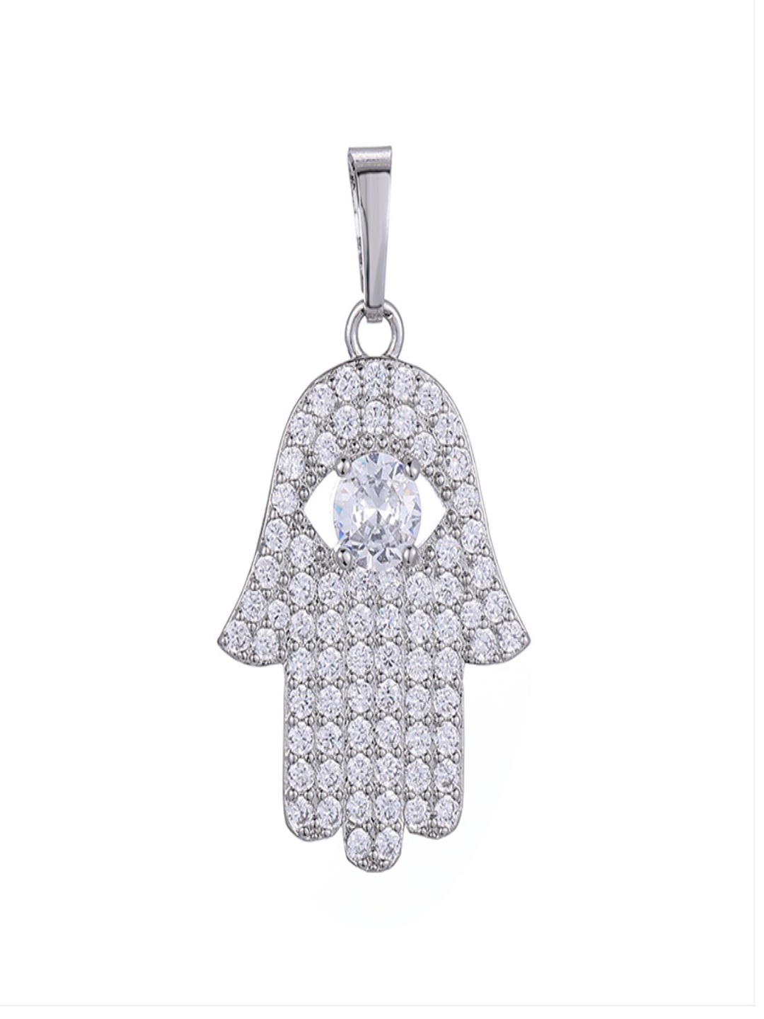 

Drip Project Men Rhodium-Plated CZ-Studded Pendant, Silver