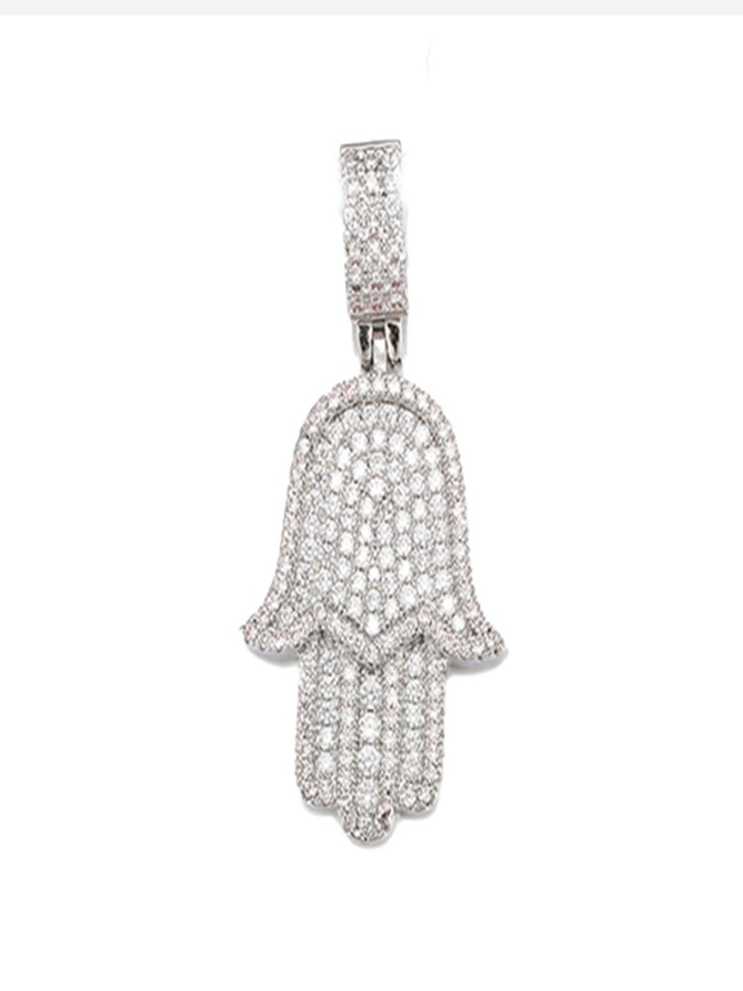 

Drip Project Men Rhodium-Plated CZ-Studded Contemporary Brass Pendant, White