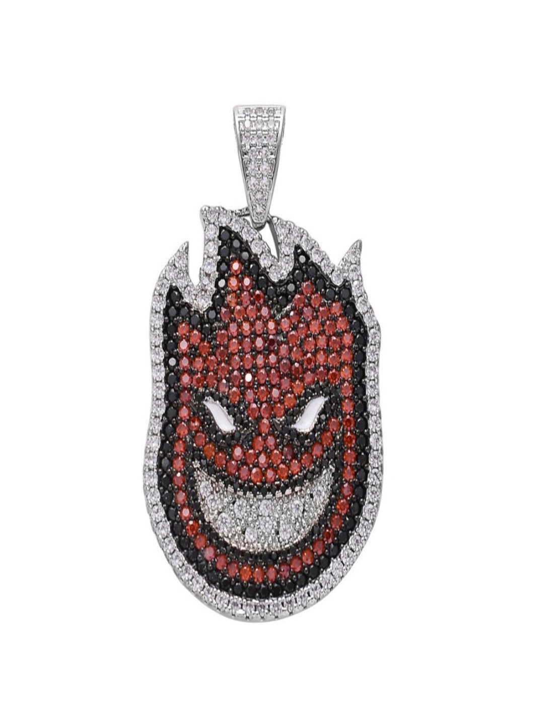 

Drip Project Rhodium-Plated Cubic Zirconia Studded Contemporary Pendant, Silver