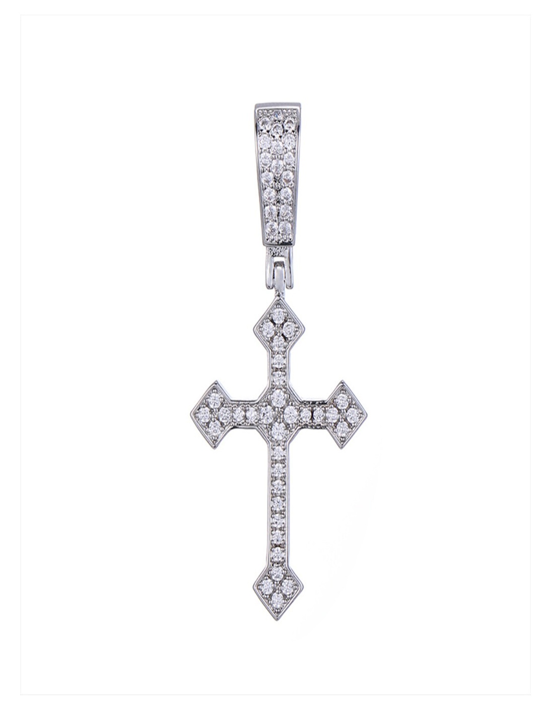 

Drip Project Men Rhodium-Plated CZ-Studded Pendant, Silver