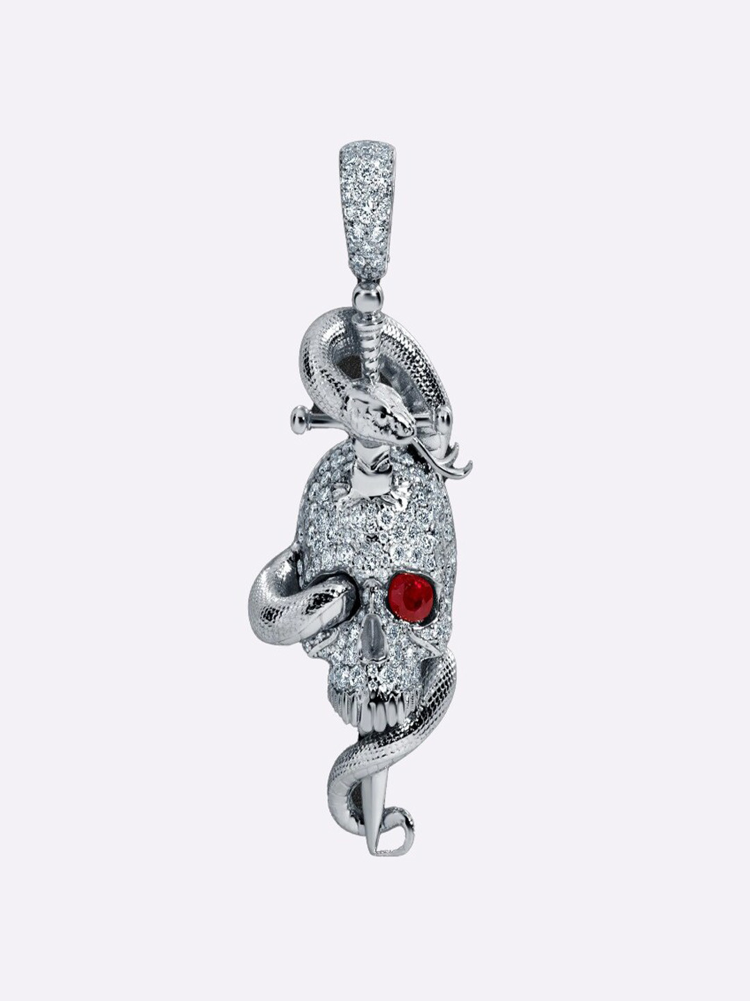

Drip Project Men Rhodium-Plated CZ-Studded Pendant, Silver
