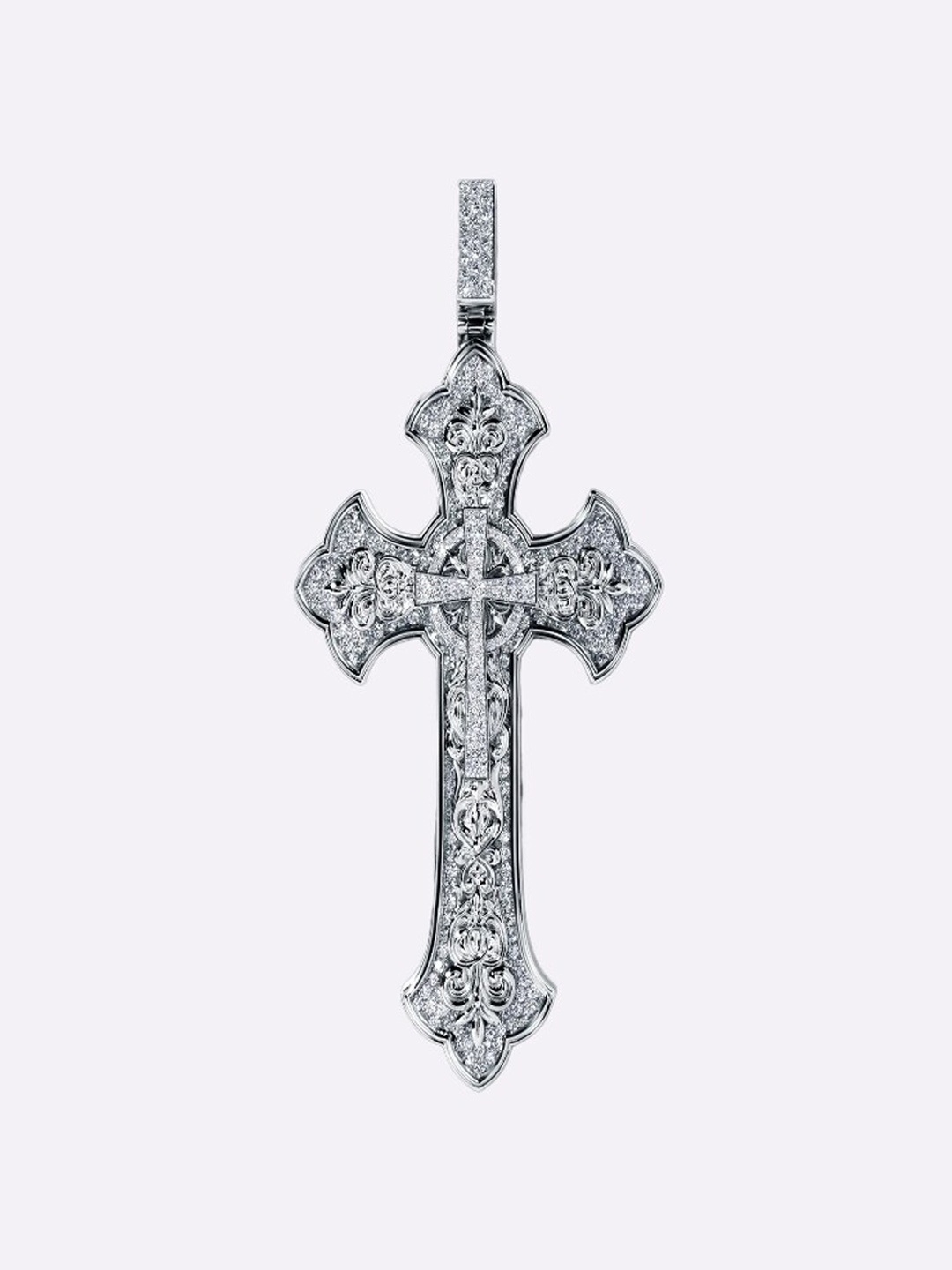 

Drip Project Men Rhodium-Plated CZ-Studded Contemporary Brass Pendant, White
