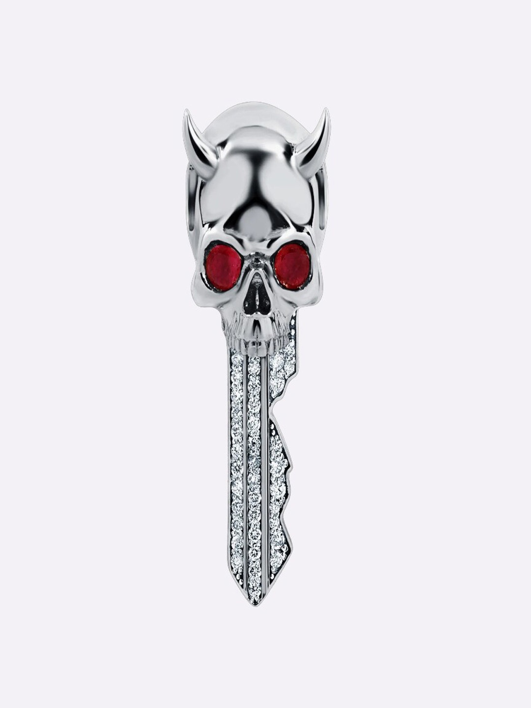 

Drip Project Men Rhodium-Plated CZ-Studded Contemporary Brass Pendant, White