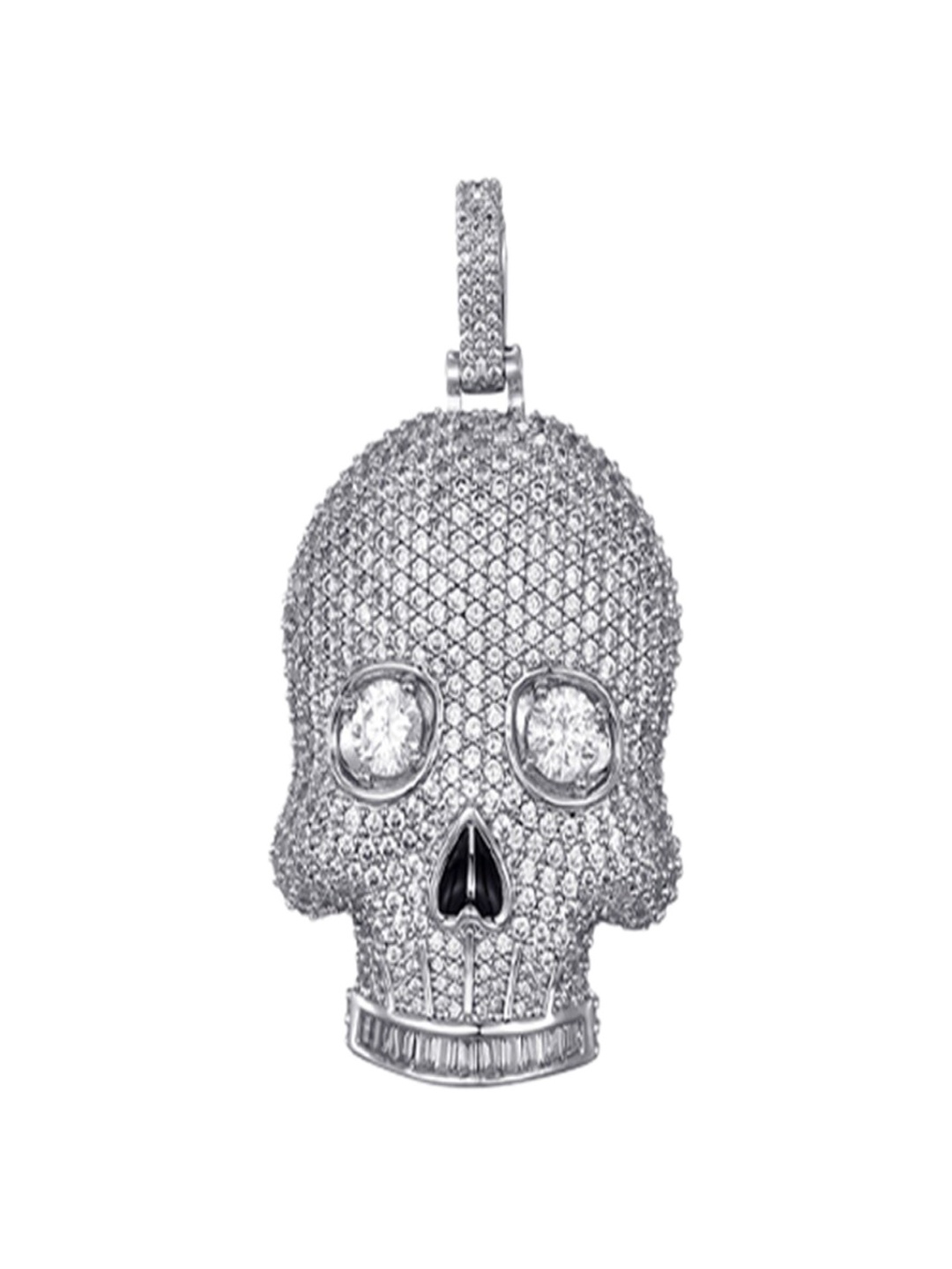 

Drip Project Men Rhodium-Plated CZ-Studded Contemporary Brass Pendant, White