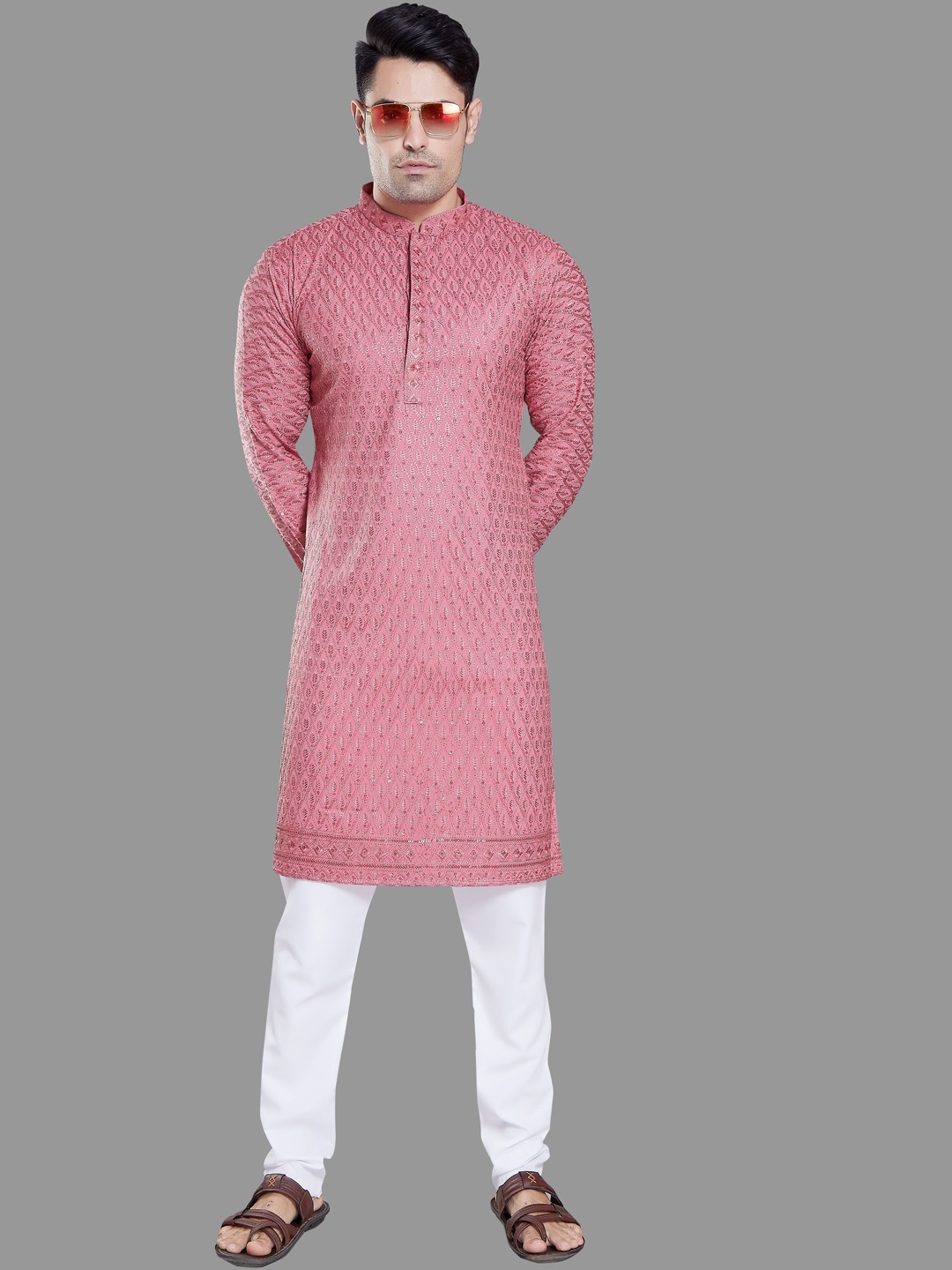 

Rani Saahiba Floral Embroidered Kurta, Pink