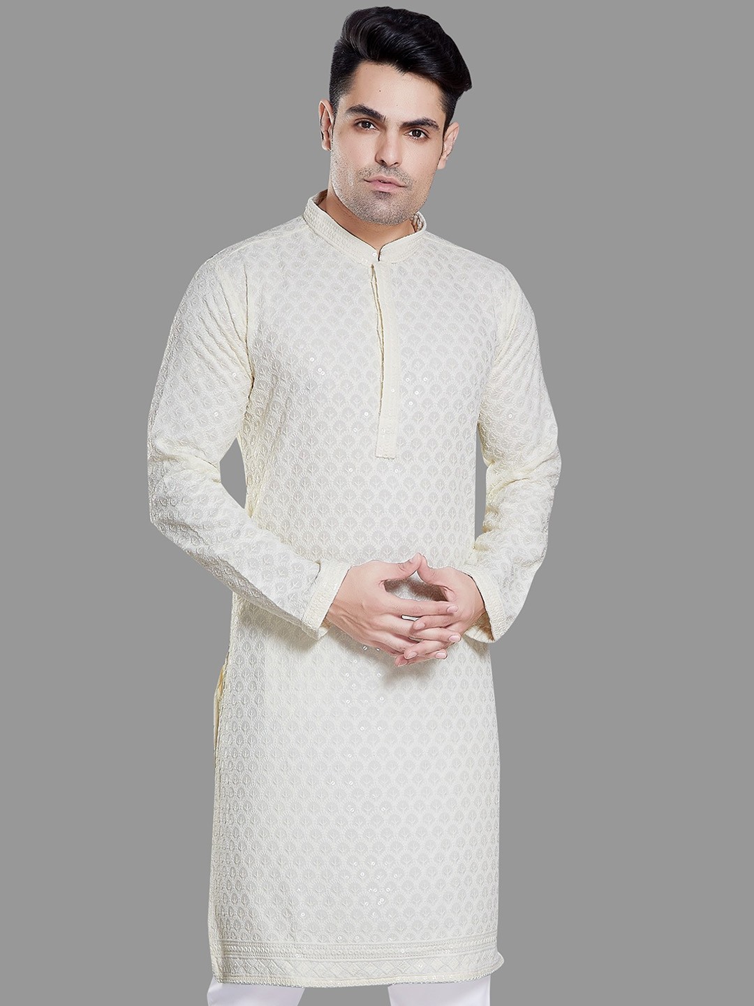 

Rani Saahiba Ethnic Motifs Embroidered Kurta, Cream