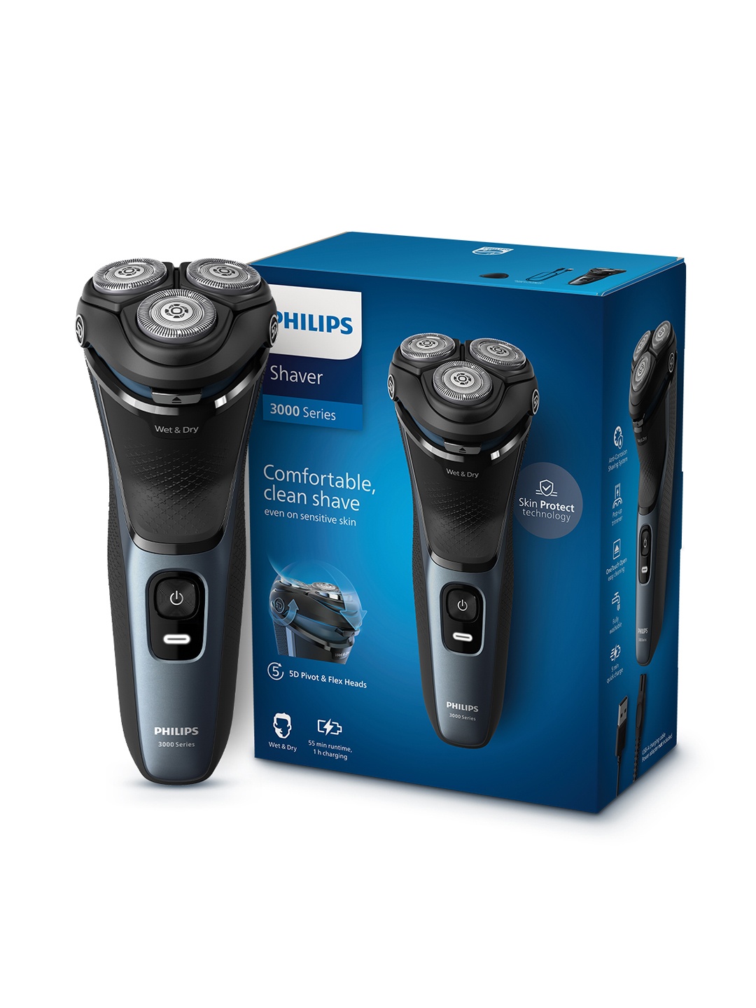

Philips Electric Shaver S3144/03 with Skin Protect Technology & Flex Head - Deep Blue