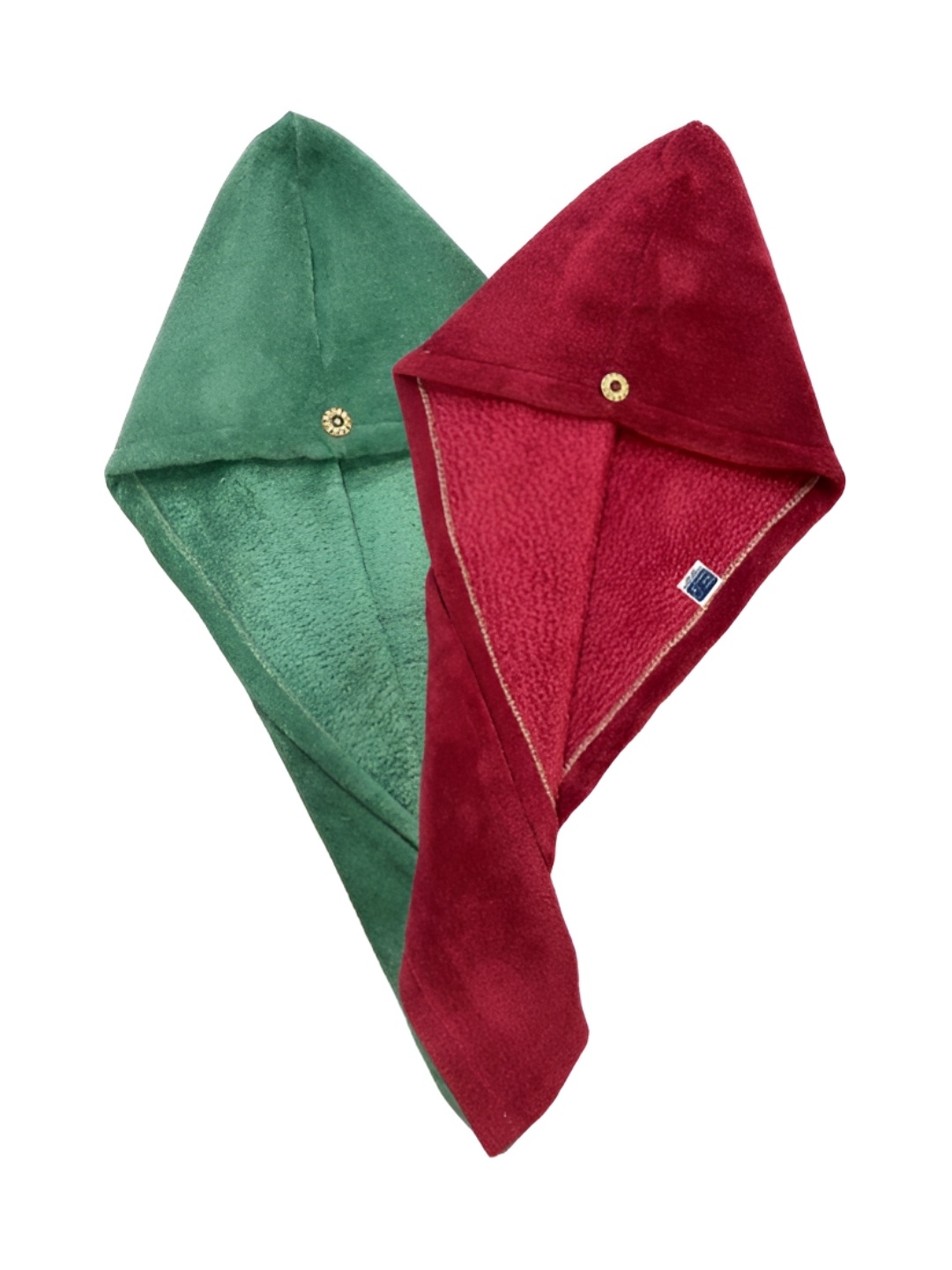 

Cotton Bolls Textiles Green & Maroon 2Pcs Super Absorbant Microfiber 300 GSM Hair Towels