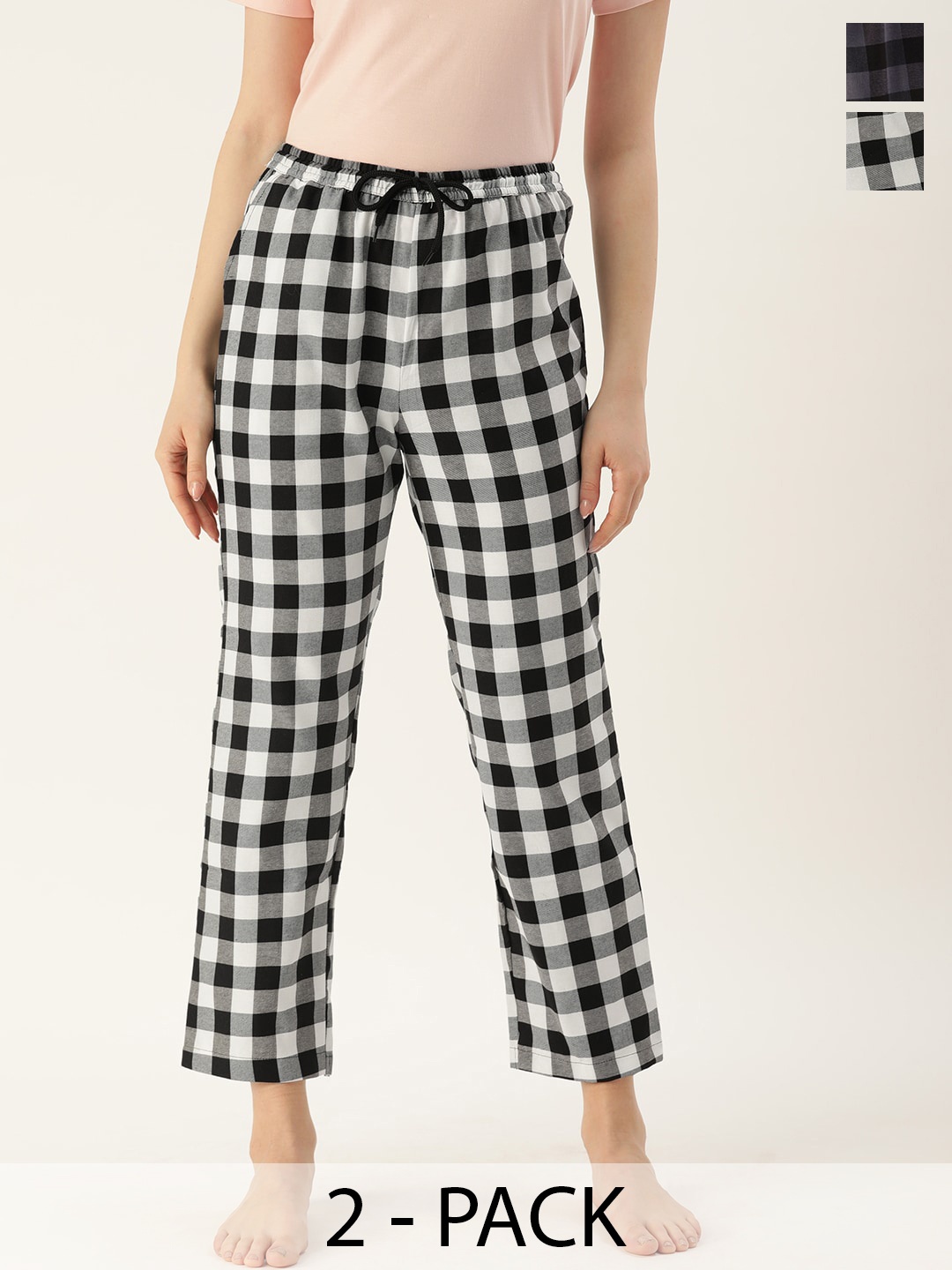 

Kryptic Pack Of 2 Checked Cotton Lounge Pants, Grey