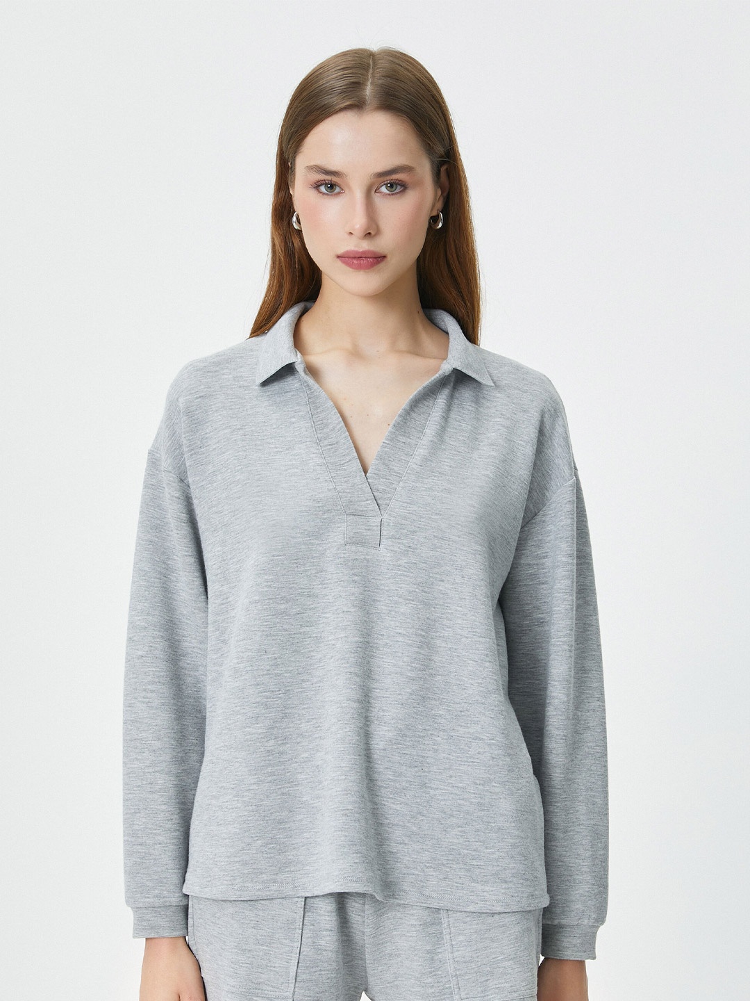 

Koton Shirt Collar Sweatshirt, Grey