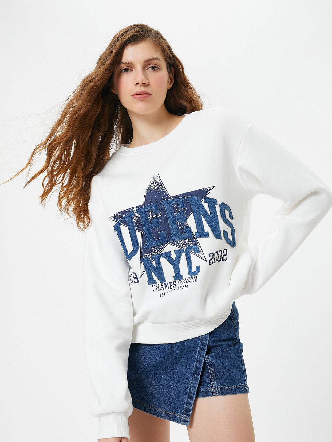 

Koton Typography Printed Pullover Sweatshirt, Off white