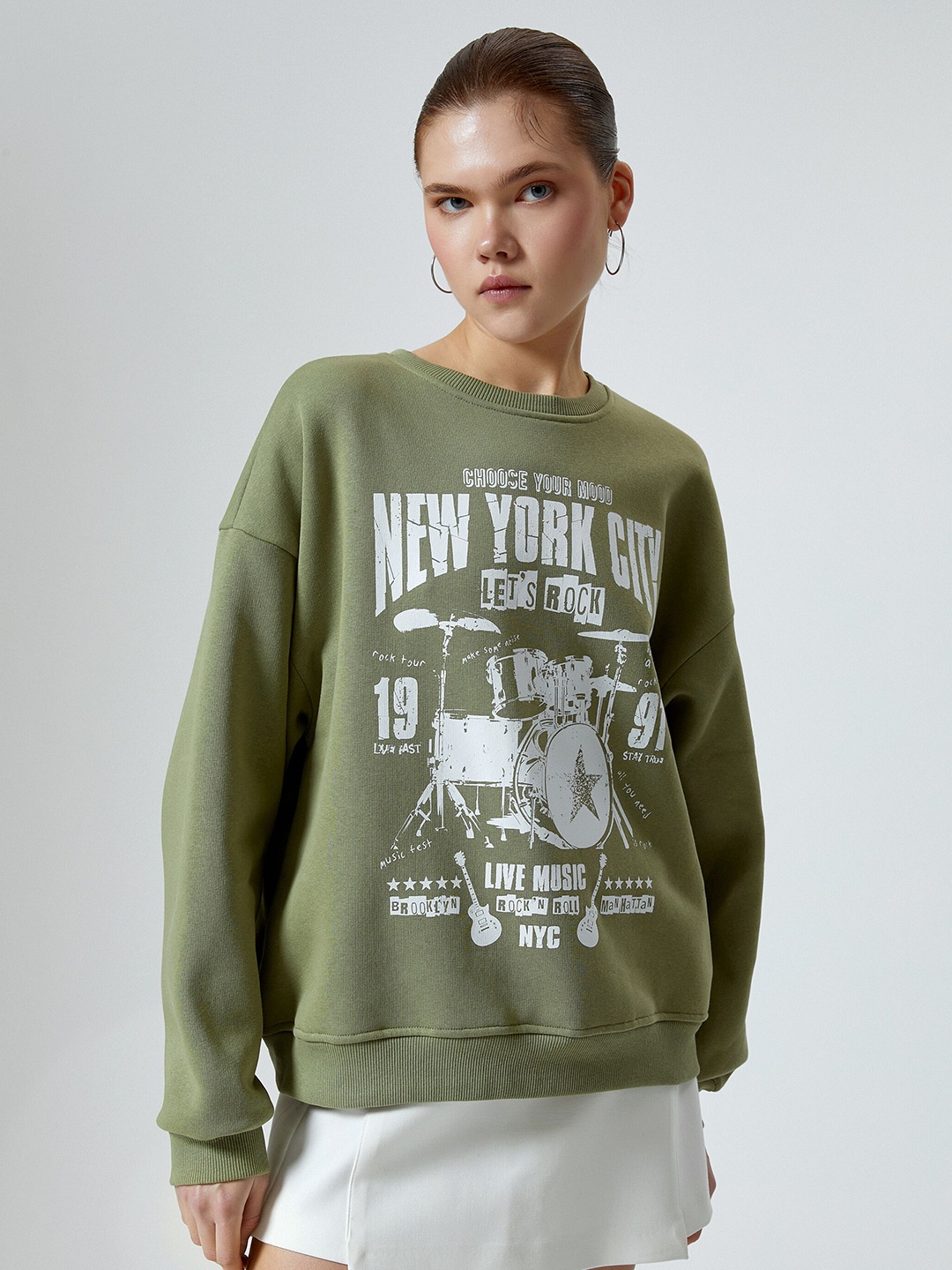 

Koton Typography Printed Sweatshirt, Khaki