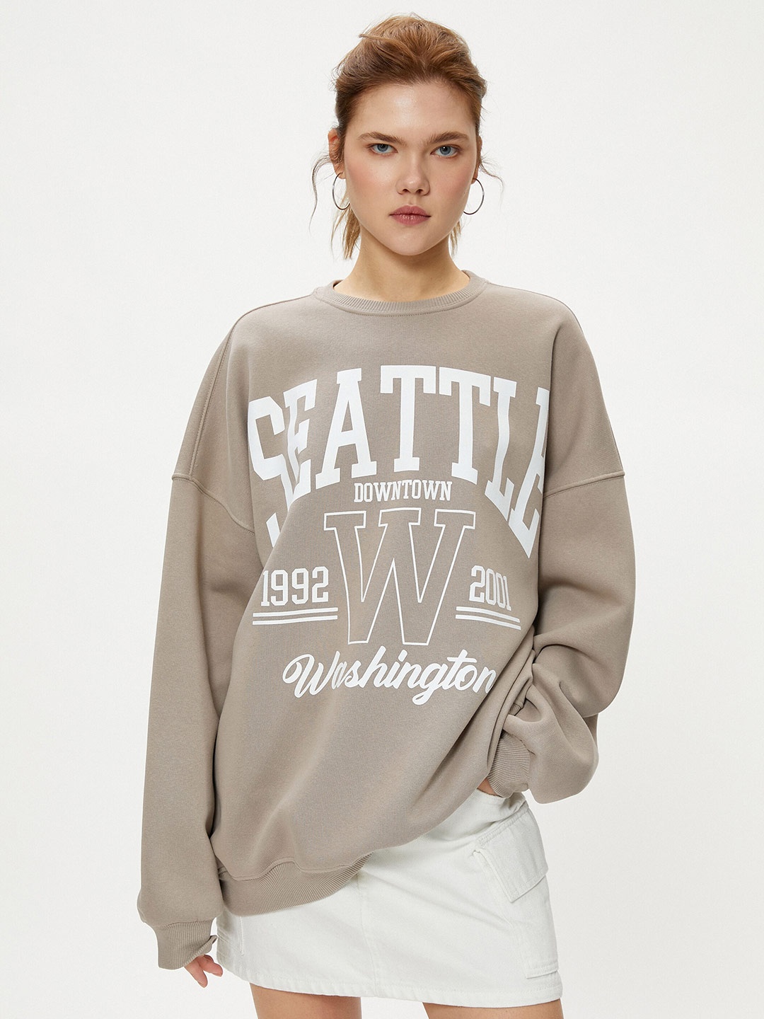 

Koton Typography Printed Pure Cotton Sweatshirt, Brown