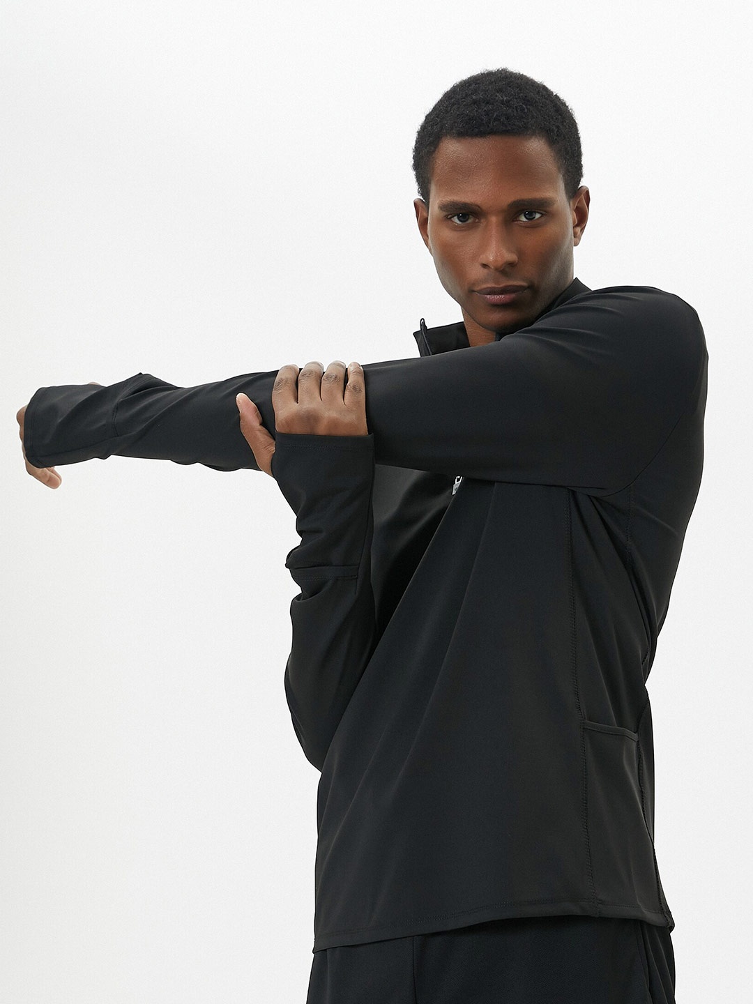 

Koton High Neck Half Zipper Pullover Sweatshirt, Black