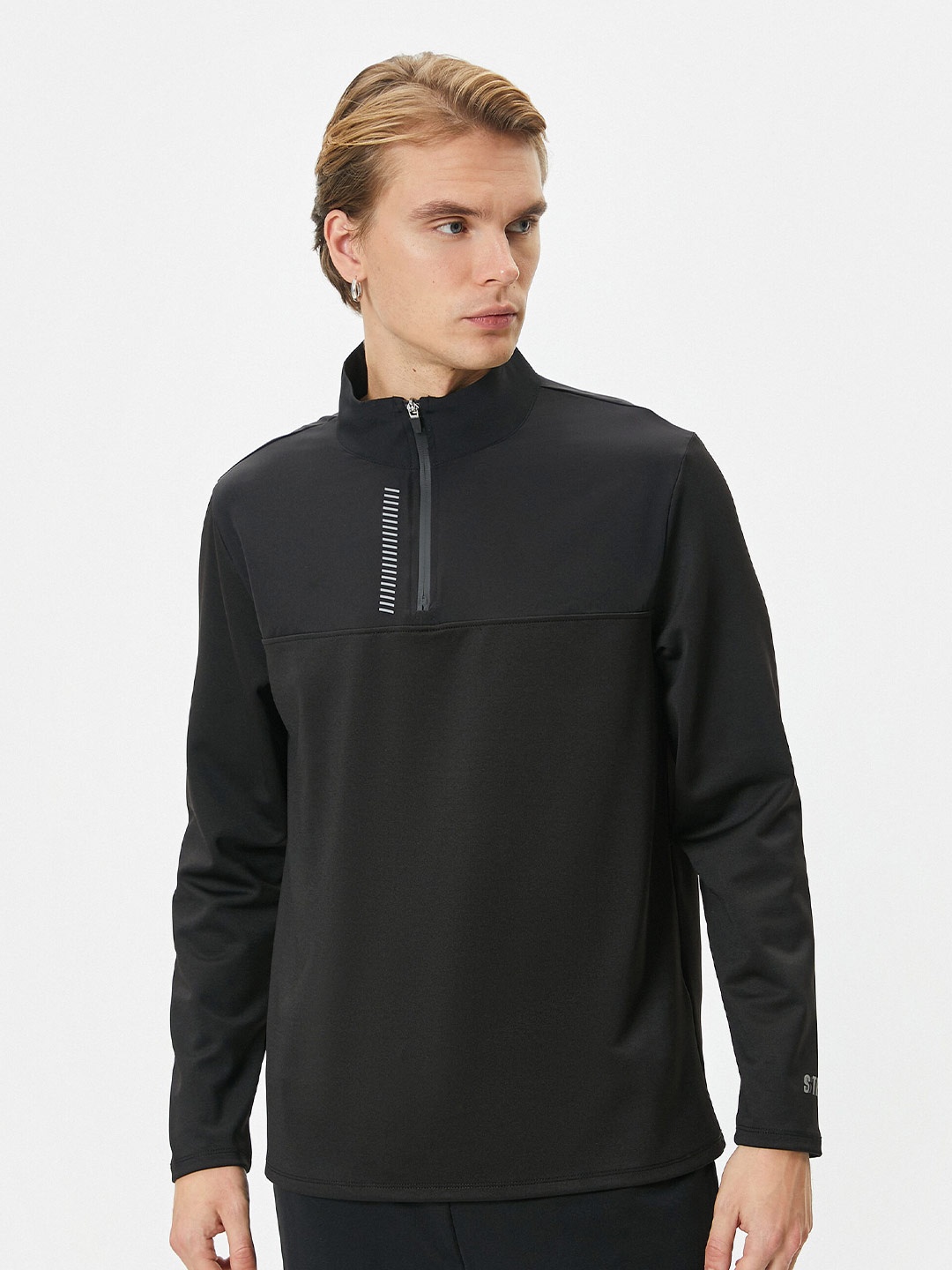 

Koton High Neck Half Zipper Pullover Sweatshirt, Black