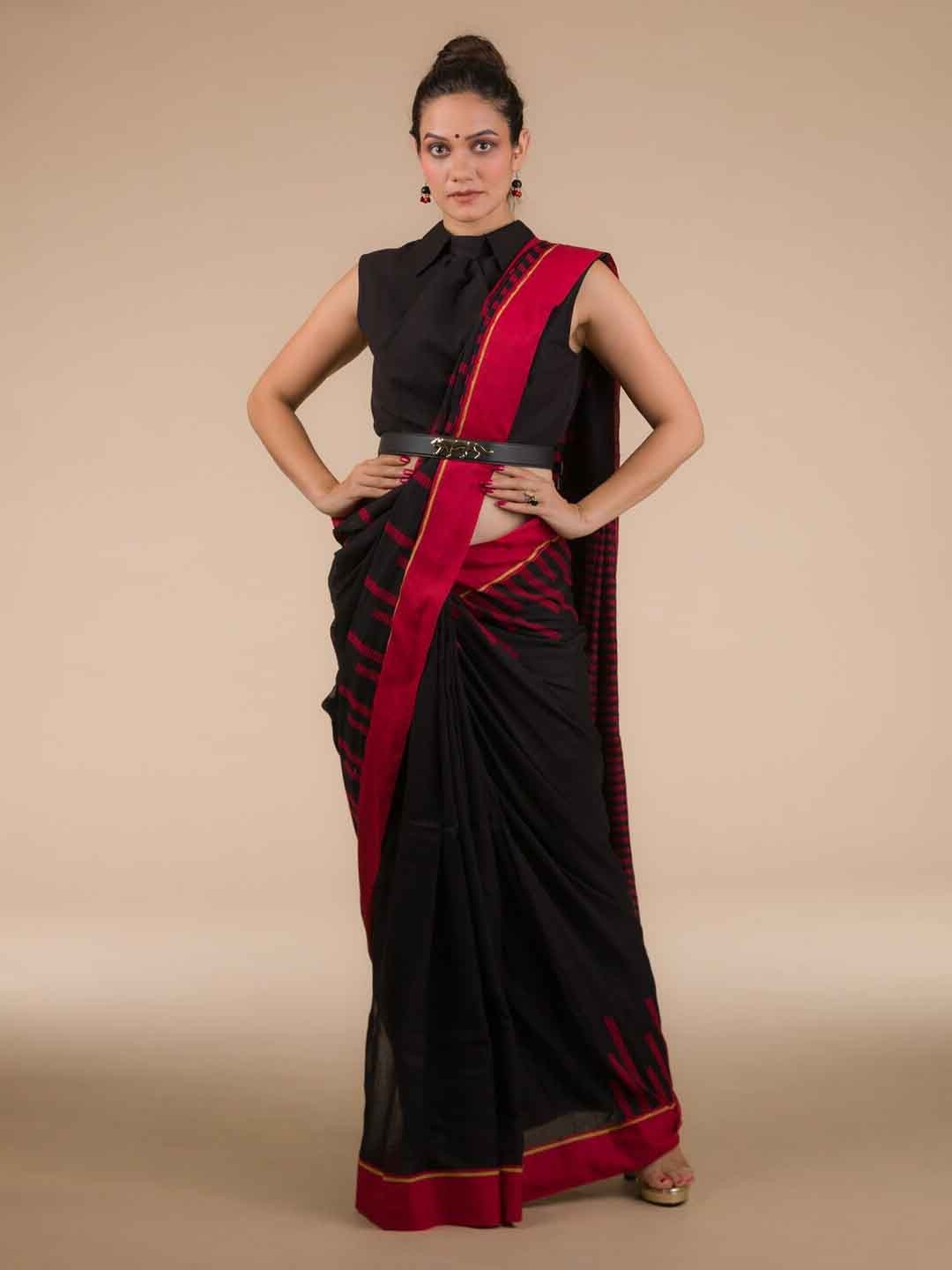 

Indyvarna Pure Cotton Saree, Black