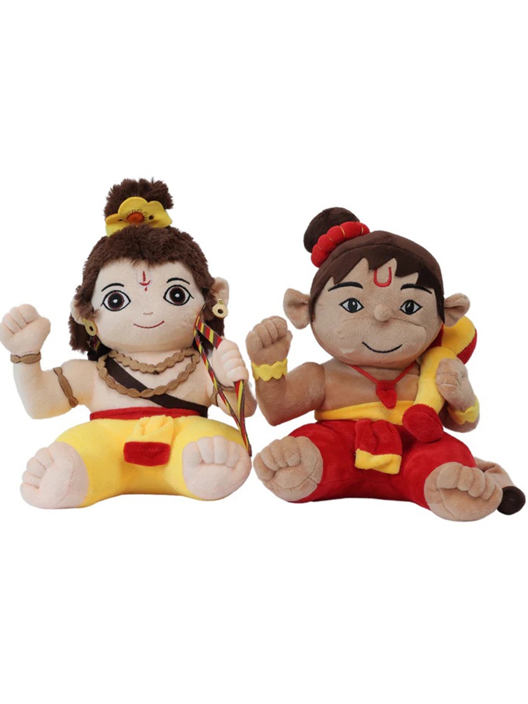 

Panda's Box Set of 2 Non-Allergic Lord Ram & Hanuman Soft Toys With Mantra Reciting, Red