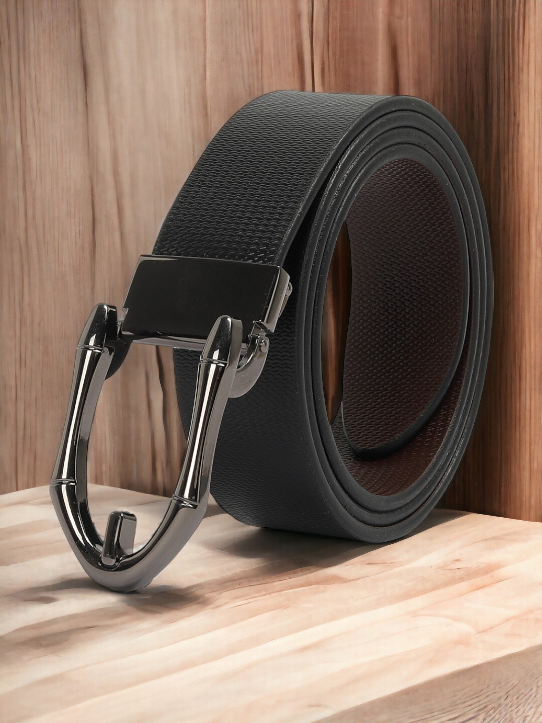 

CRUSSET Men Textured Leather Formal Belt, Black