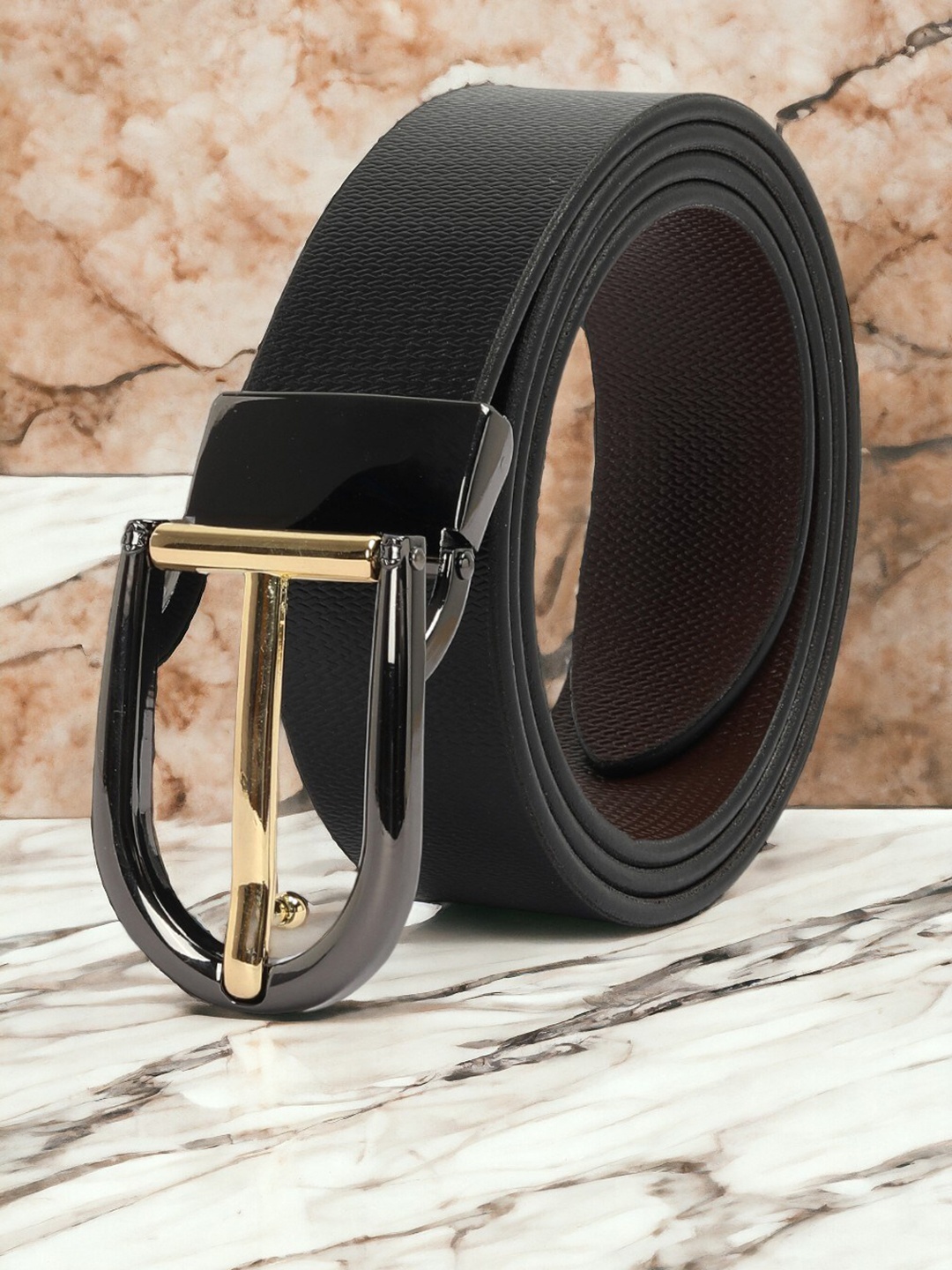 

CRUSSET Men Leather Formal Belt, Black