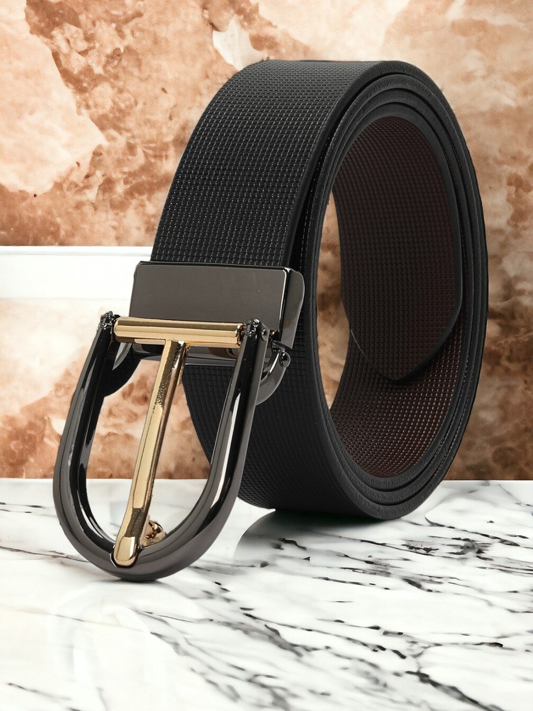 

CRUSSET Men Leather Formal Belt, Black