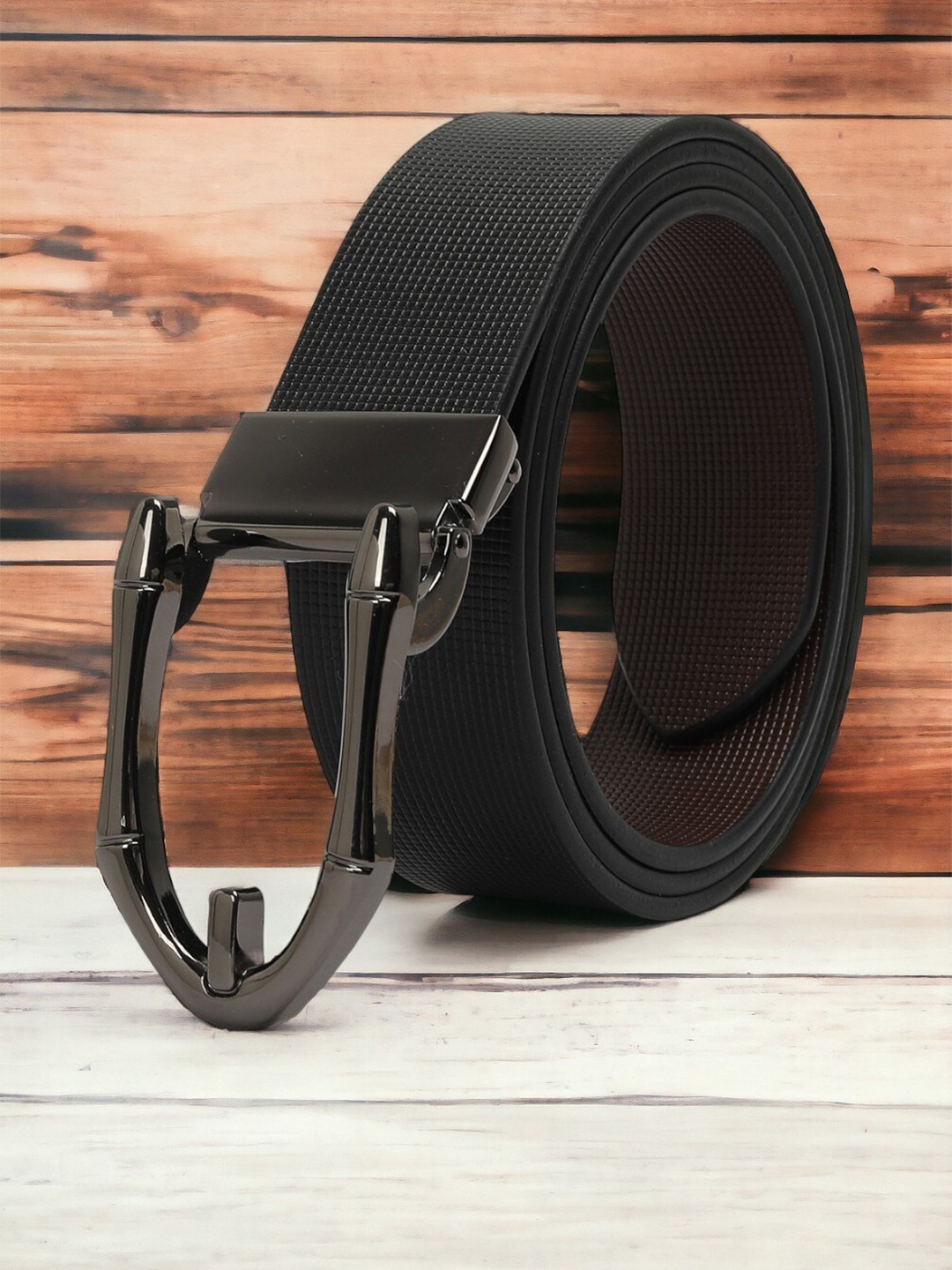 

CRUSSET Men Textured Leather Formal Belt, Black