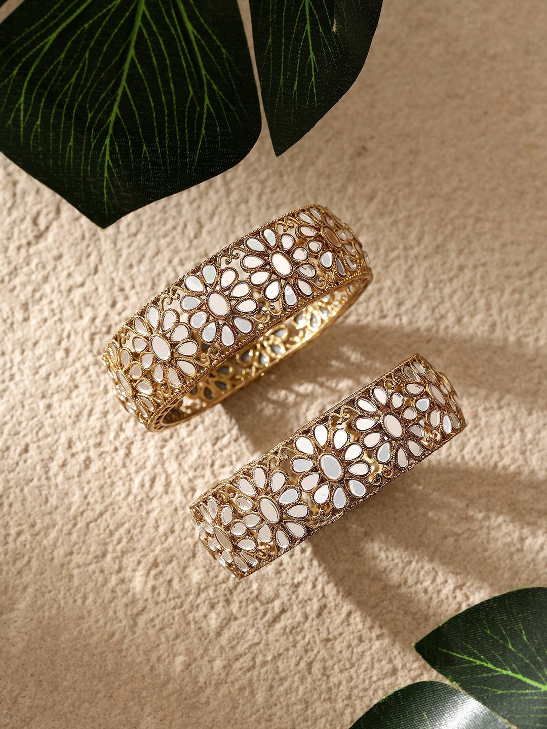 

AARSHVI Set of 2 Gold Plated Artificial Stones Bangles