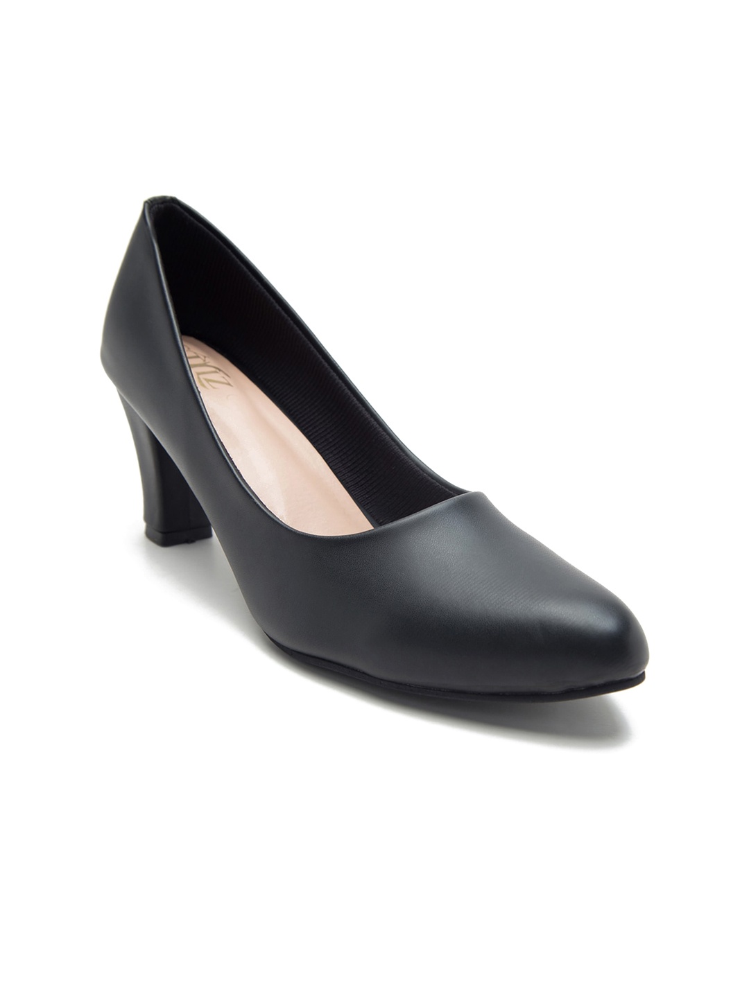 

stylzrepublic Girls Pointed Toe Block Pumps, Black