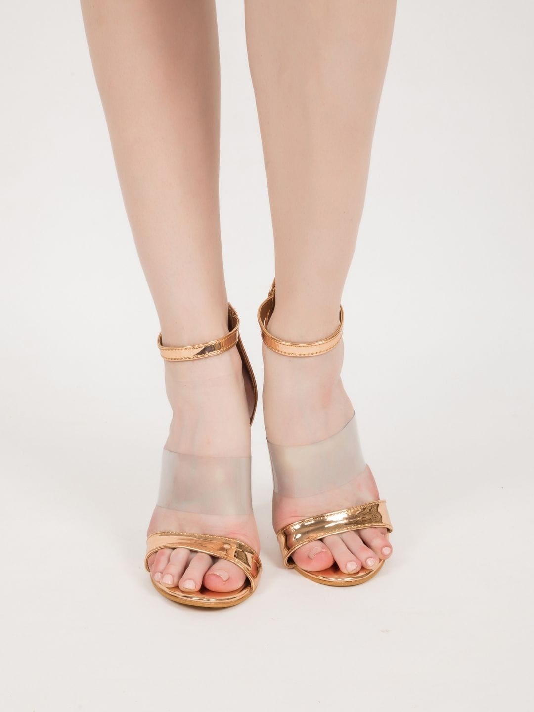 

stylzrepublic Girls Open Toe Stiletto Heels, Gold