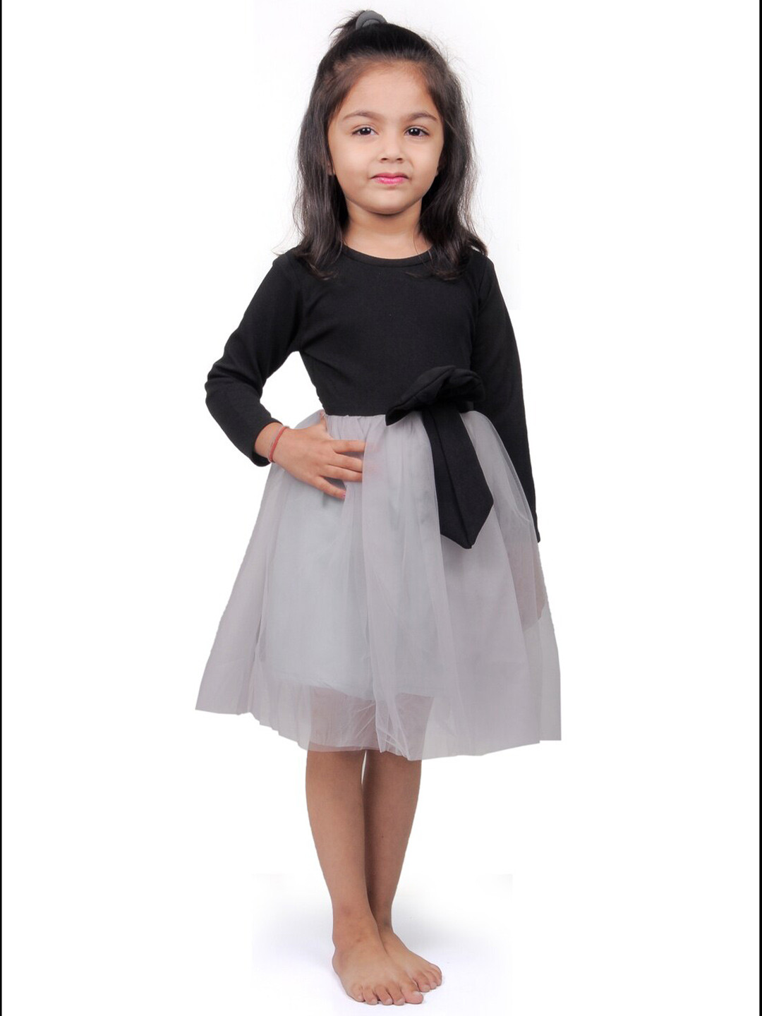 

BAESD Round Neck Bow Fit & Flare Dress, Black