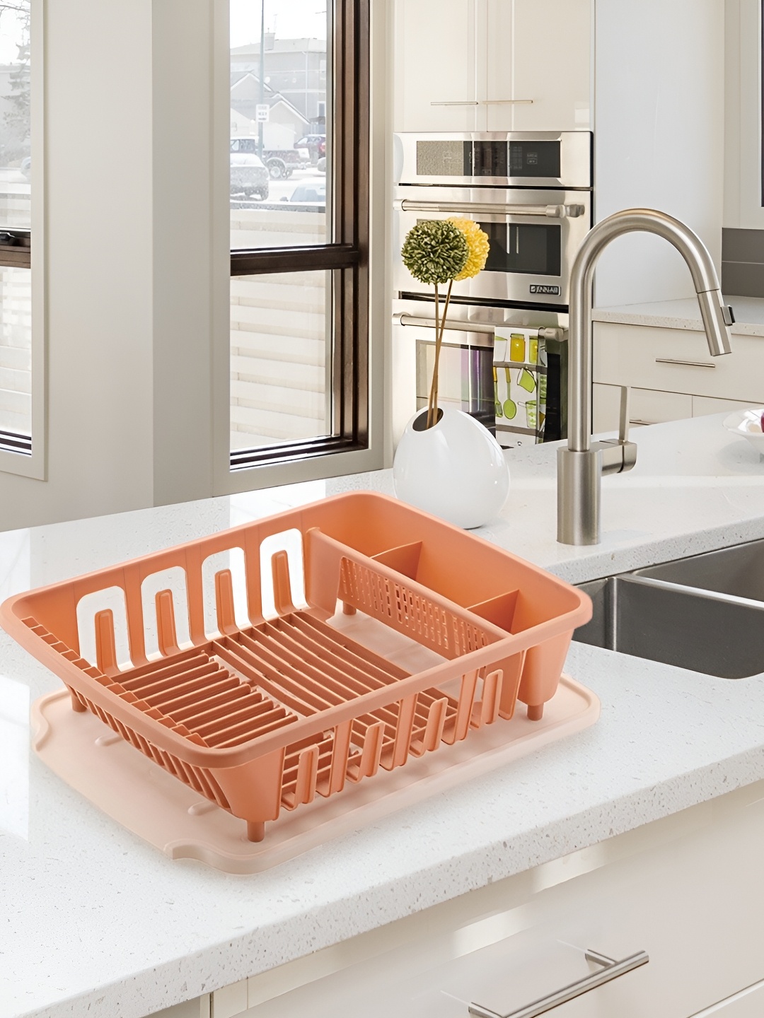 

NABHYA Peach Coloured Dish Drainer Kitchen Organizer