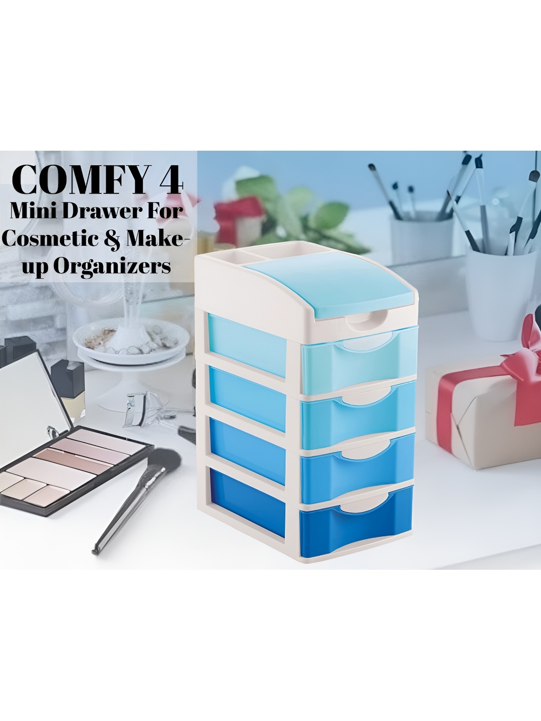 

NABHYA Blue & White Regular Makeup Organiser