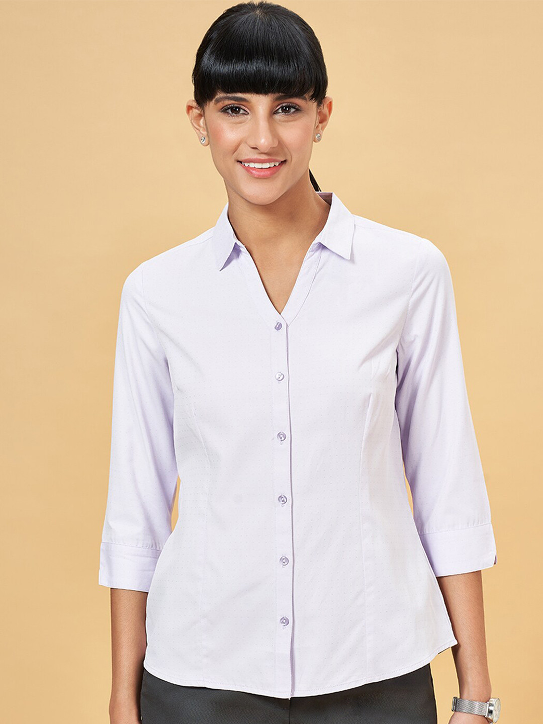 

Annabelle by Pantaloons Spread Collar Formal Shirt, Purple