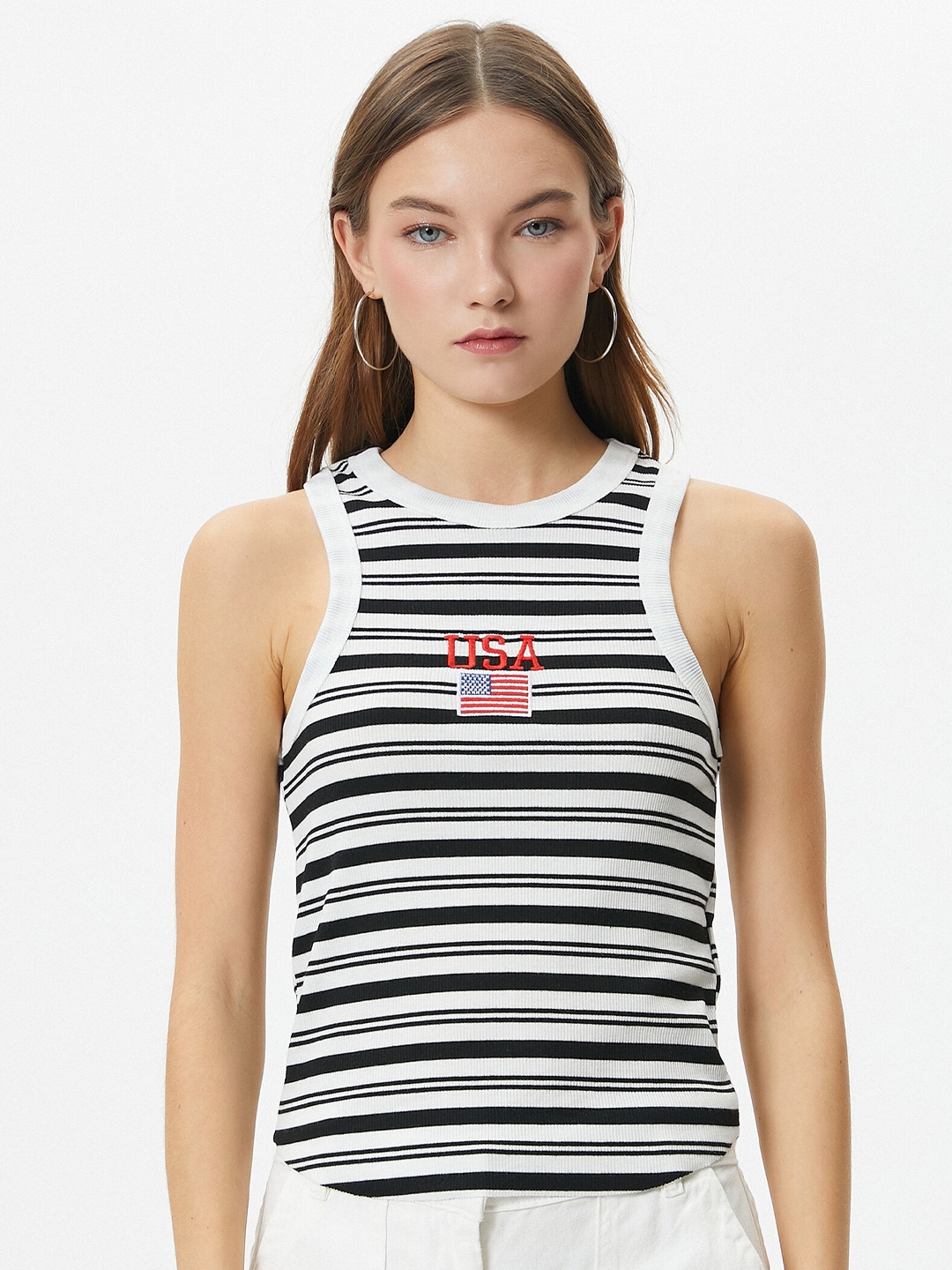 

Koton Striped Sleeveless Top, White