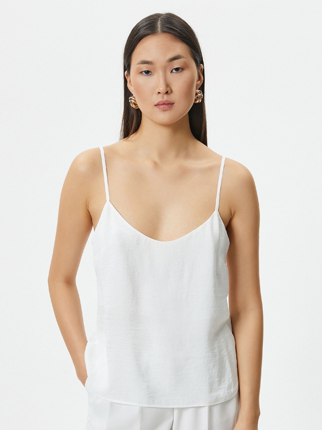 

Koton Shoulder Straps Sleeveless Tank Top, Off white