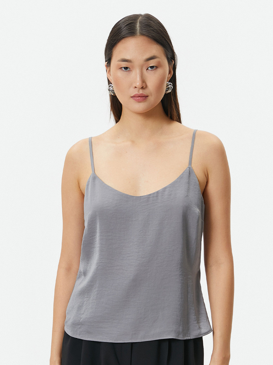 

Koton Shoulder Straps Sleeveless Top, Grey